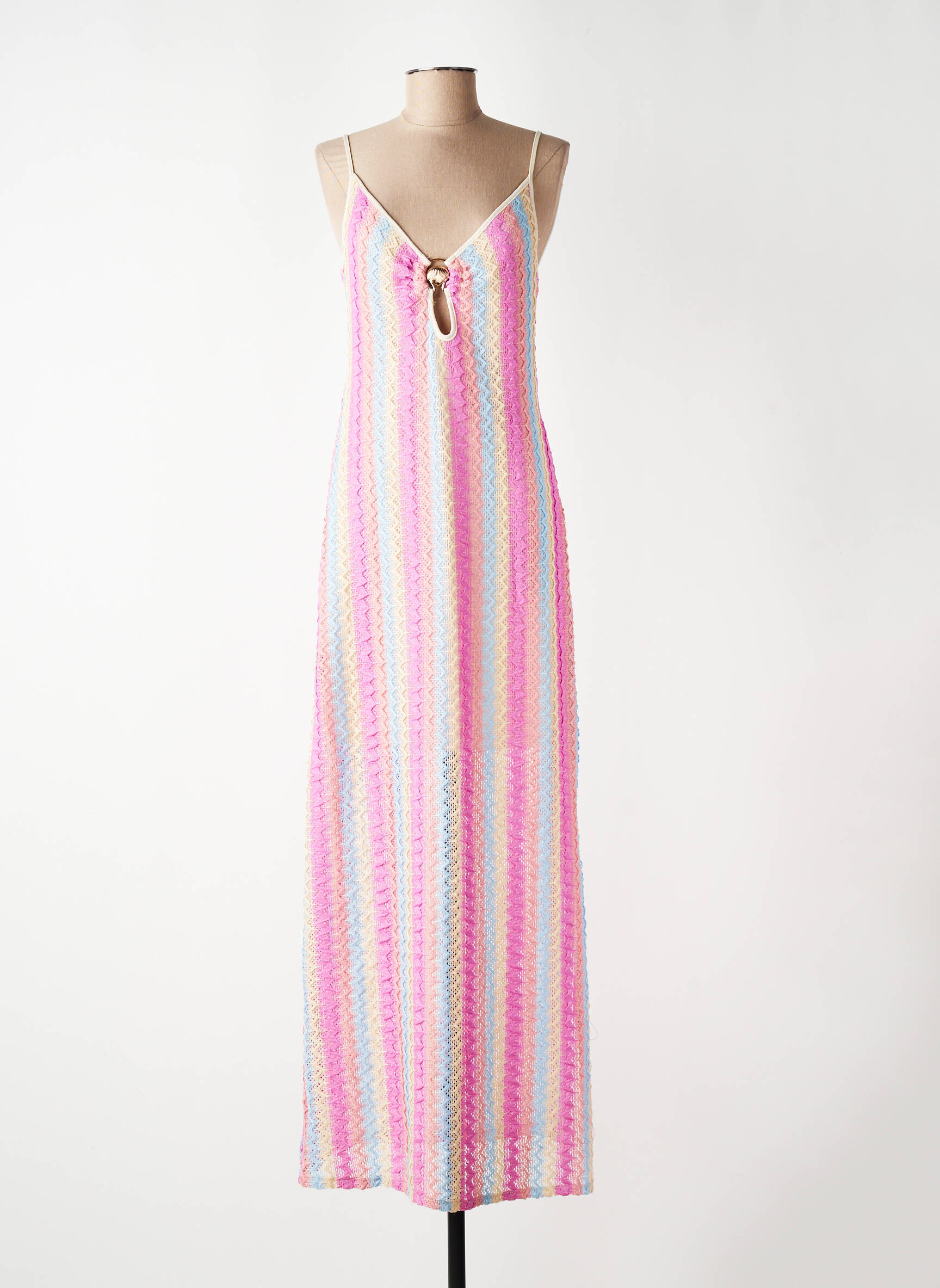 Robe longue coupe cintrée fines bretelles rose COUTUREVE femme