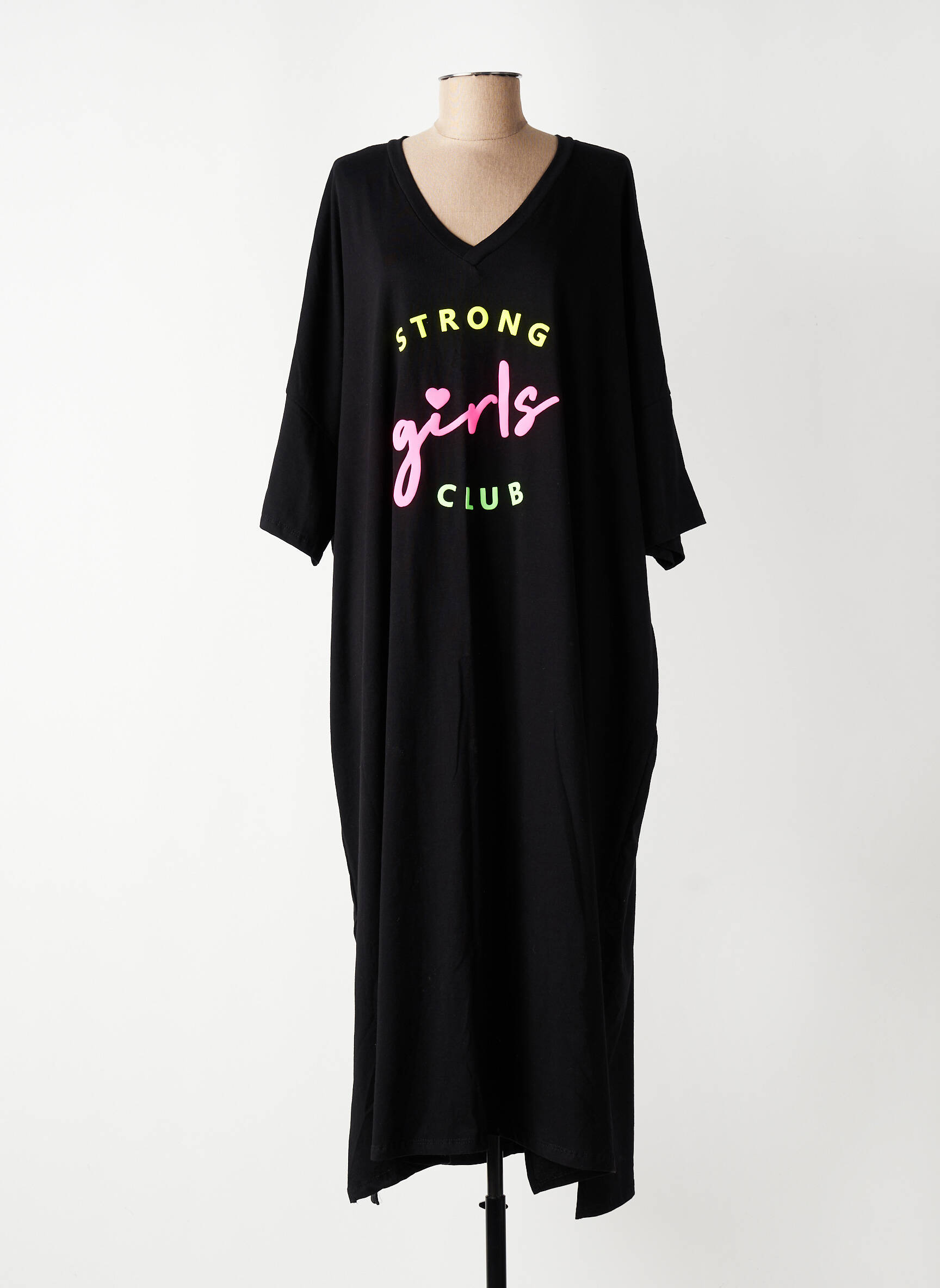 Robe longue manches longues manches longues noir E&F femme