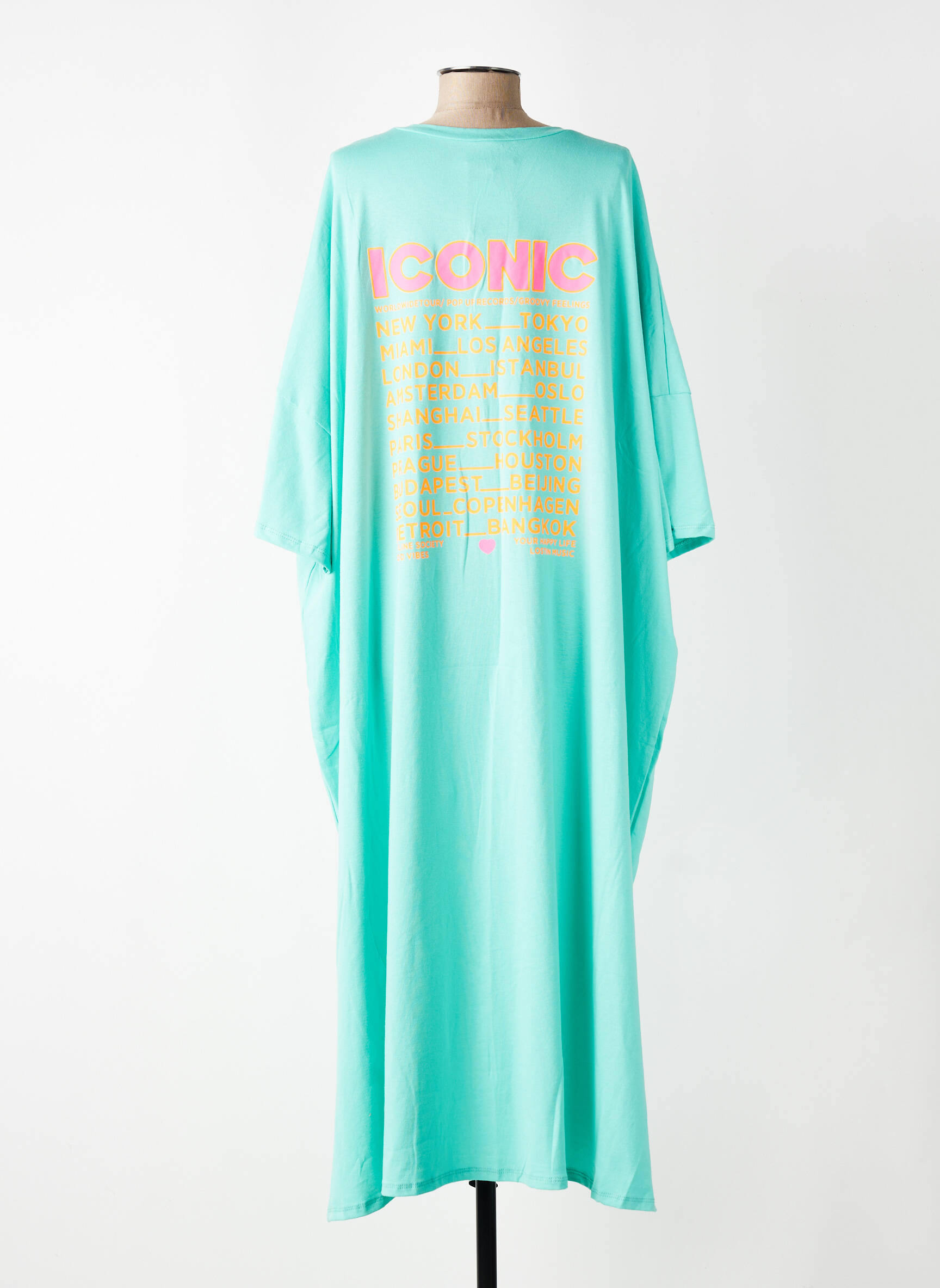 Robe longue manches longues manches longues bleu E&F femme
