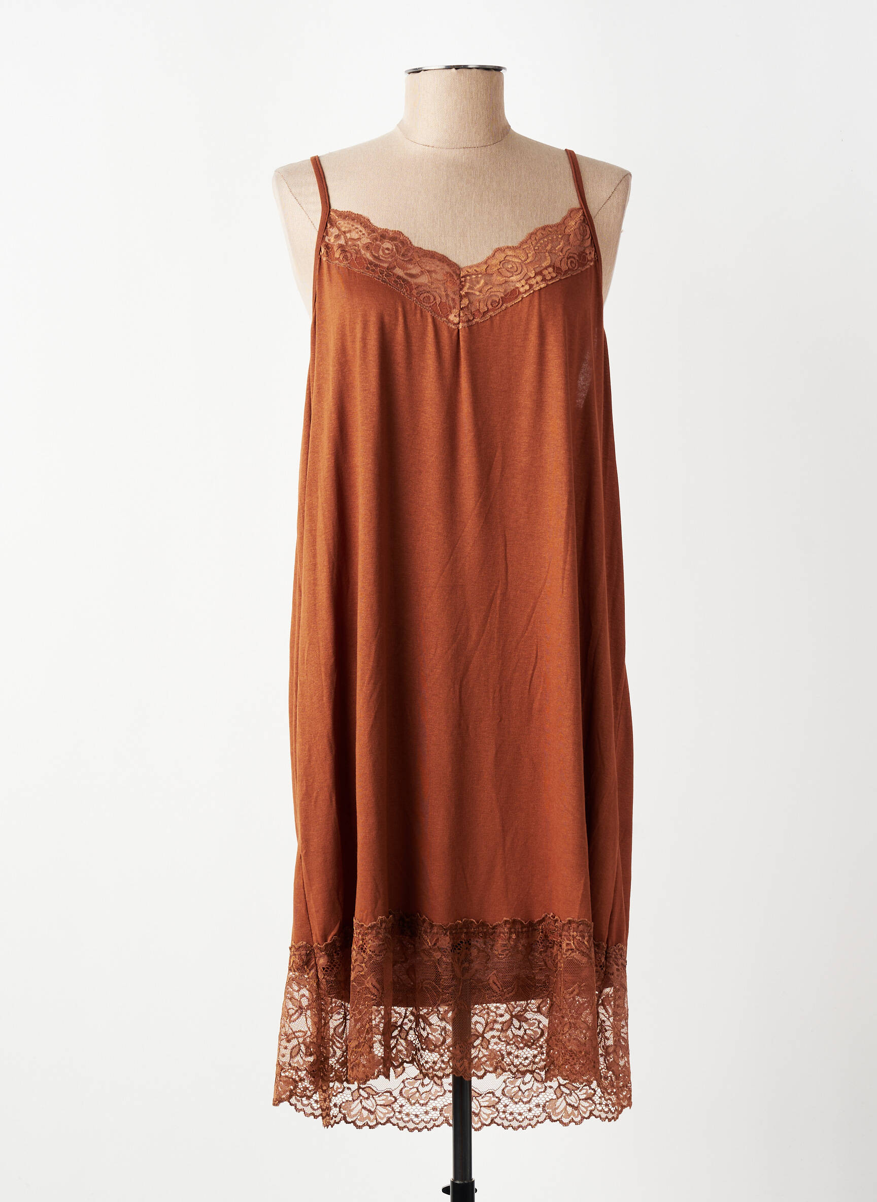 Jupon /fond de robe broderie marron E&F femme