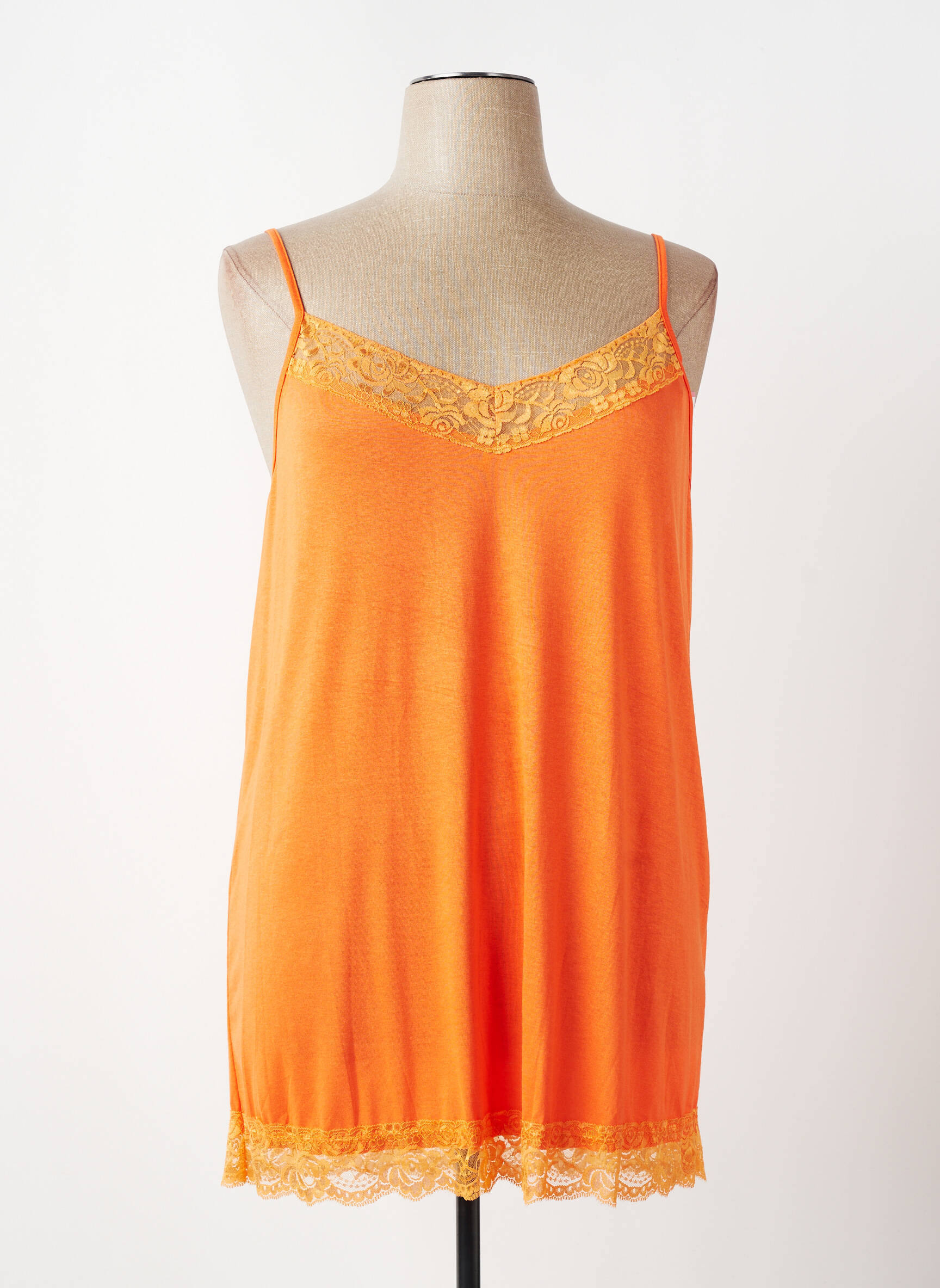 Top stretch fines bretelles orange E&F femme