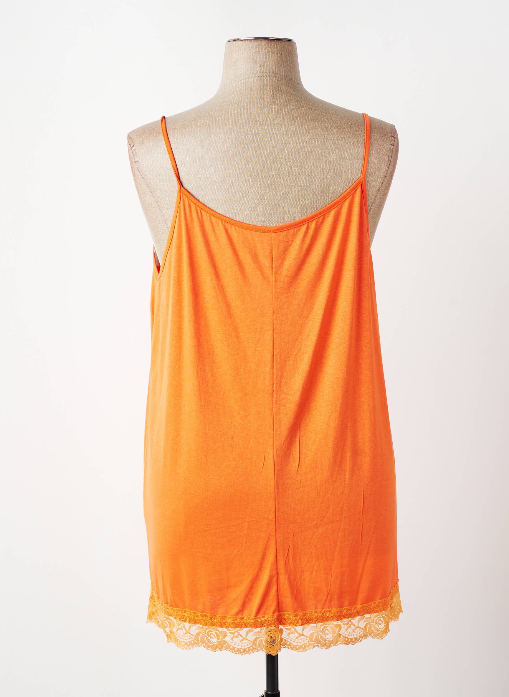 Top stretch fines bretelles orange E&F femme