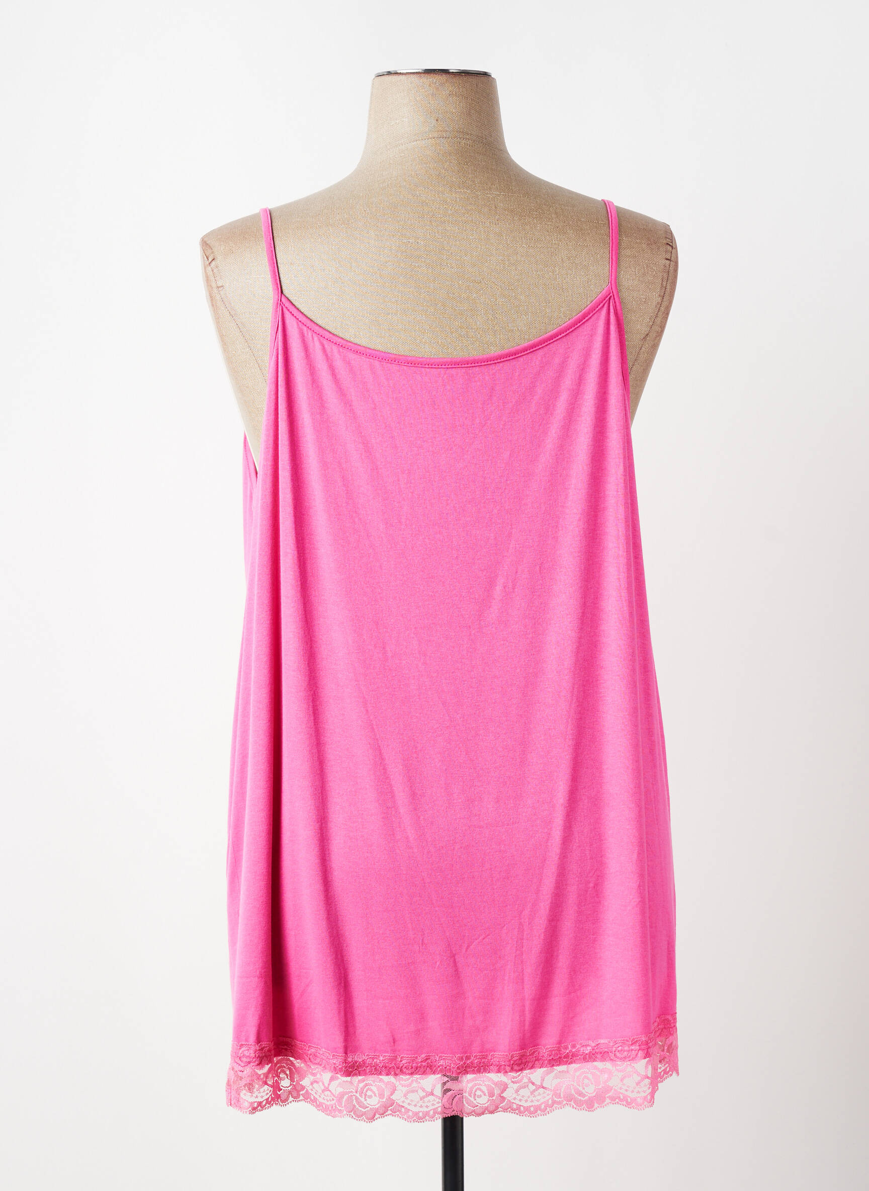 Top stretch fines bretelles rose E&F femme
