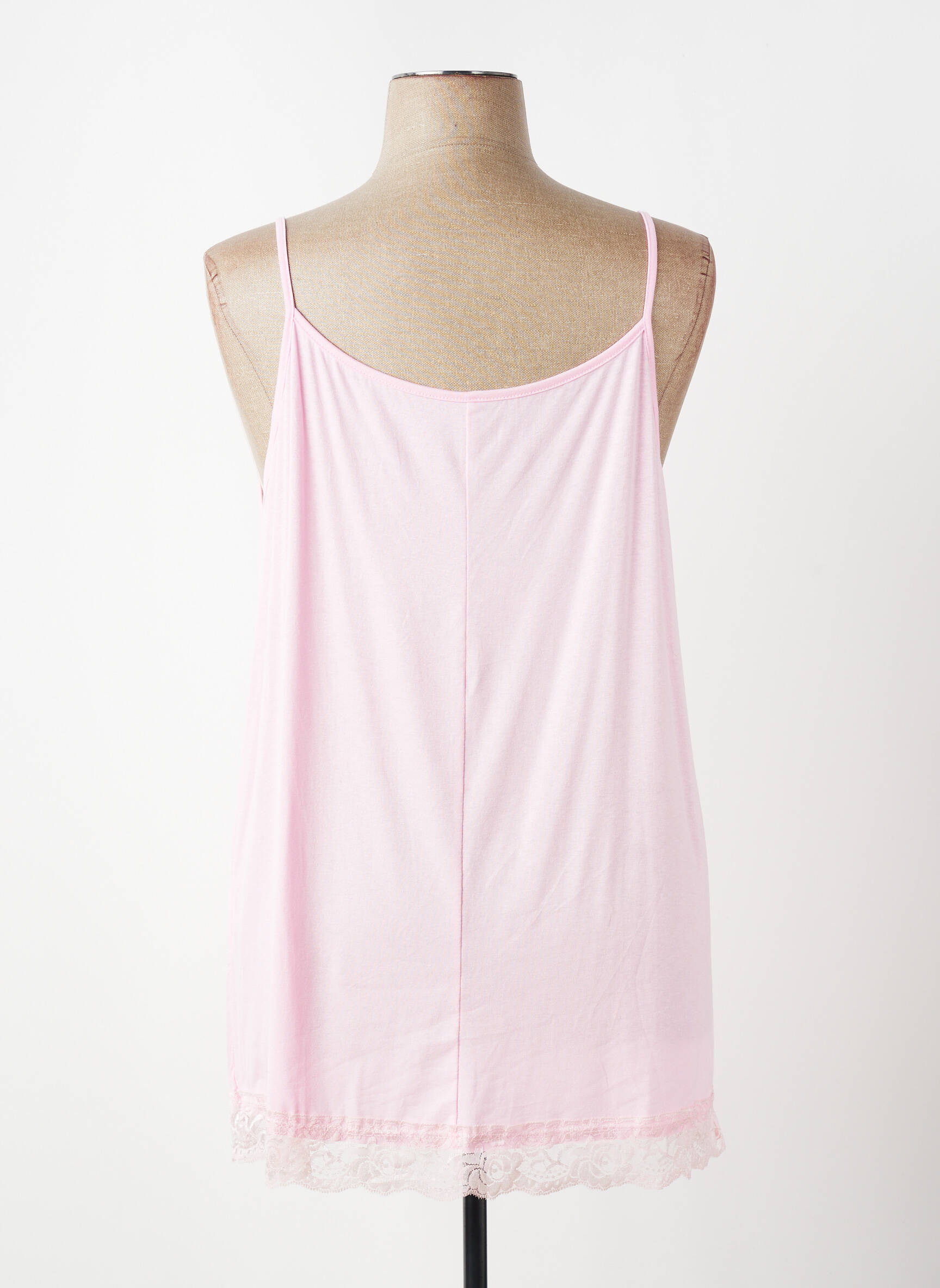 Top stretch fines bretelles rose E&F femme