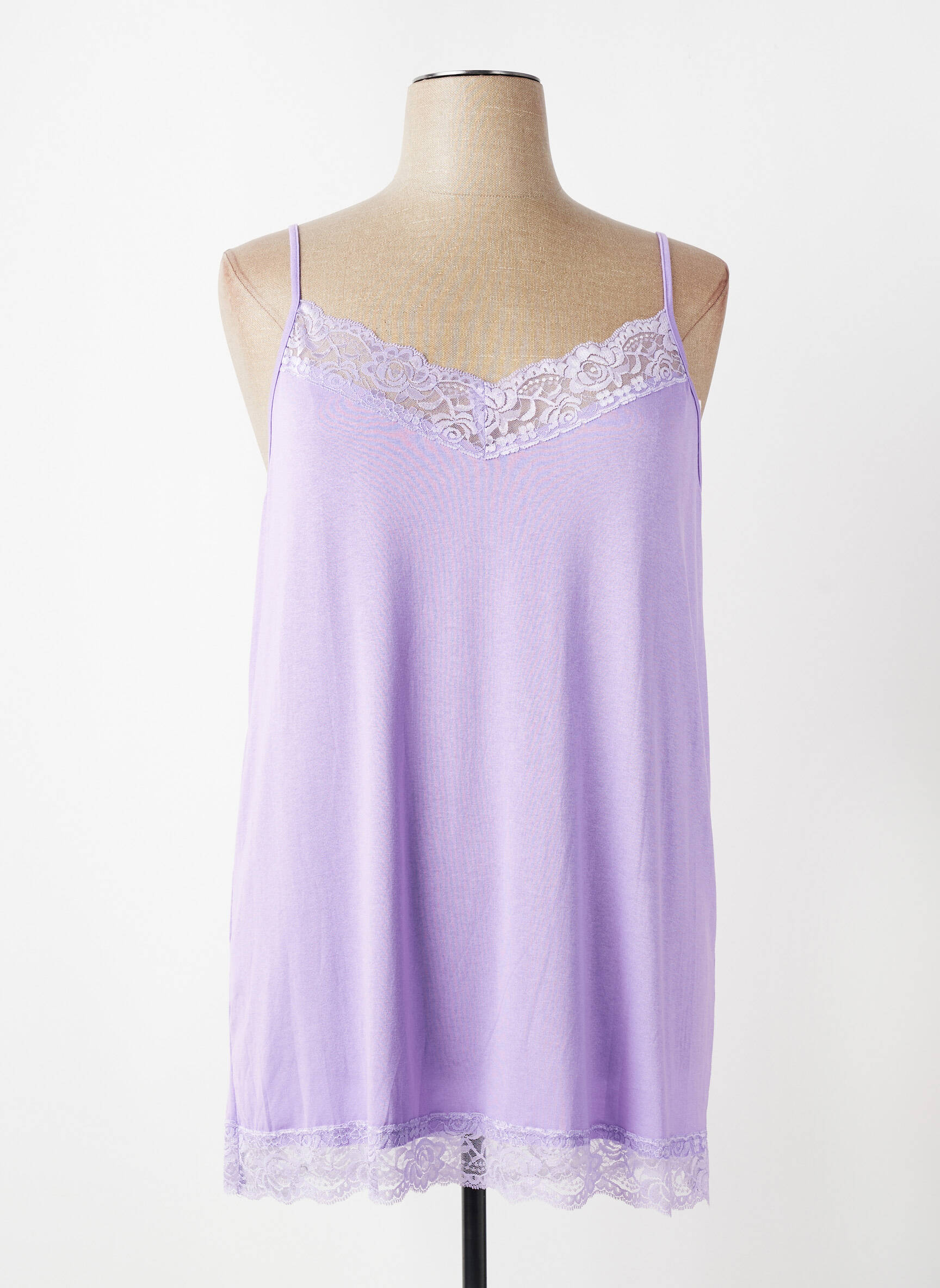 Top stretch fines bretelles violet E&F femme