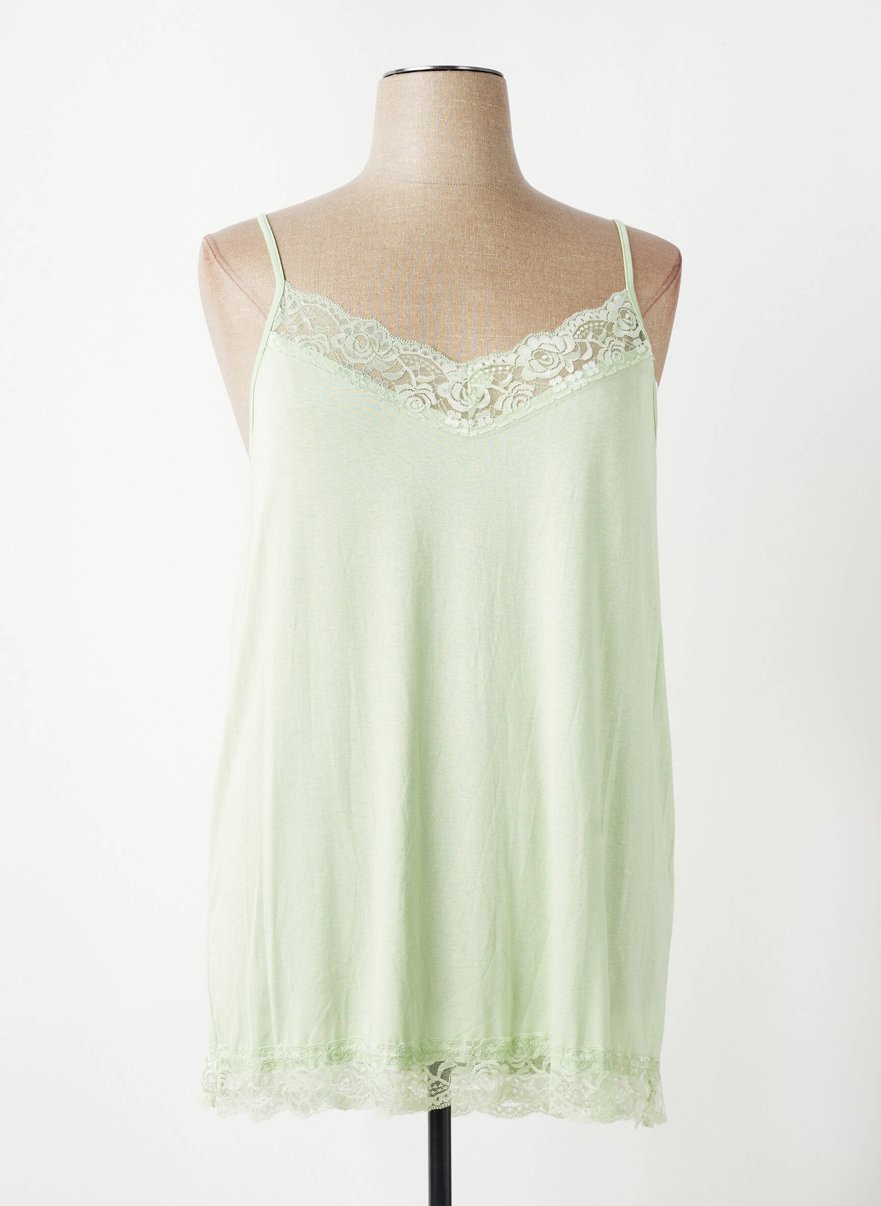 Top stretch fines bretelles vert E&F femme