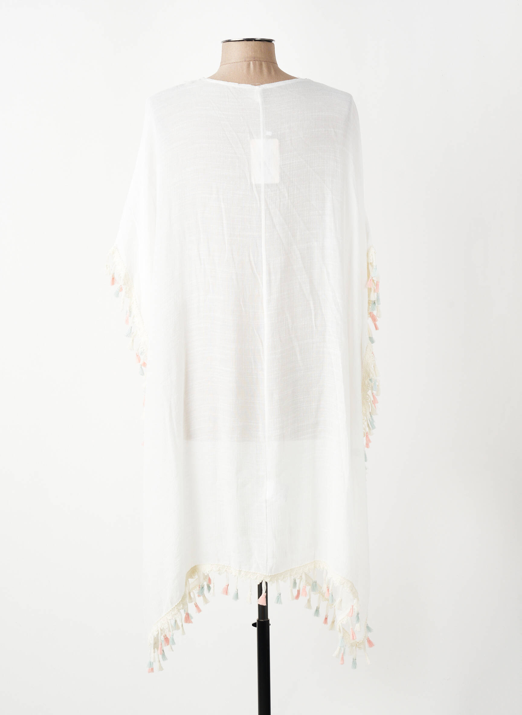 Robe de plage fermeture liens à nouer blanc C'MELODIE femme