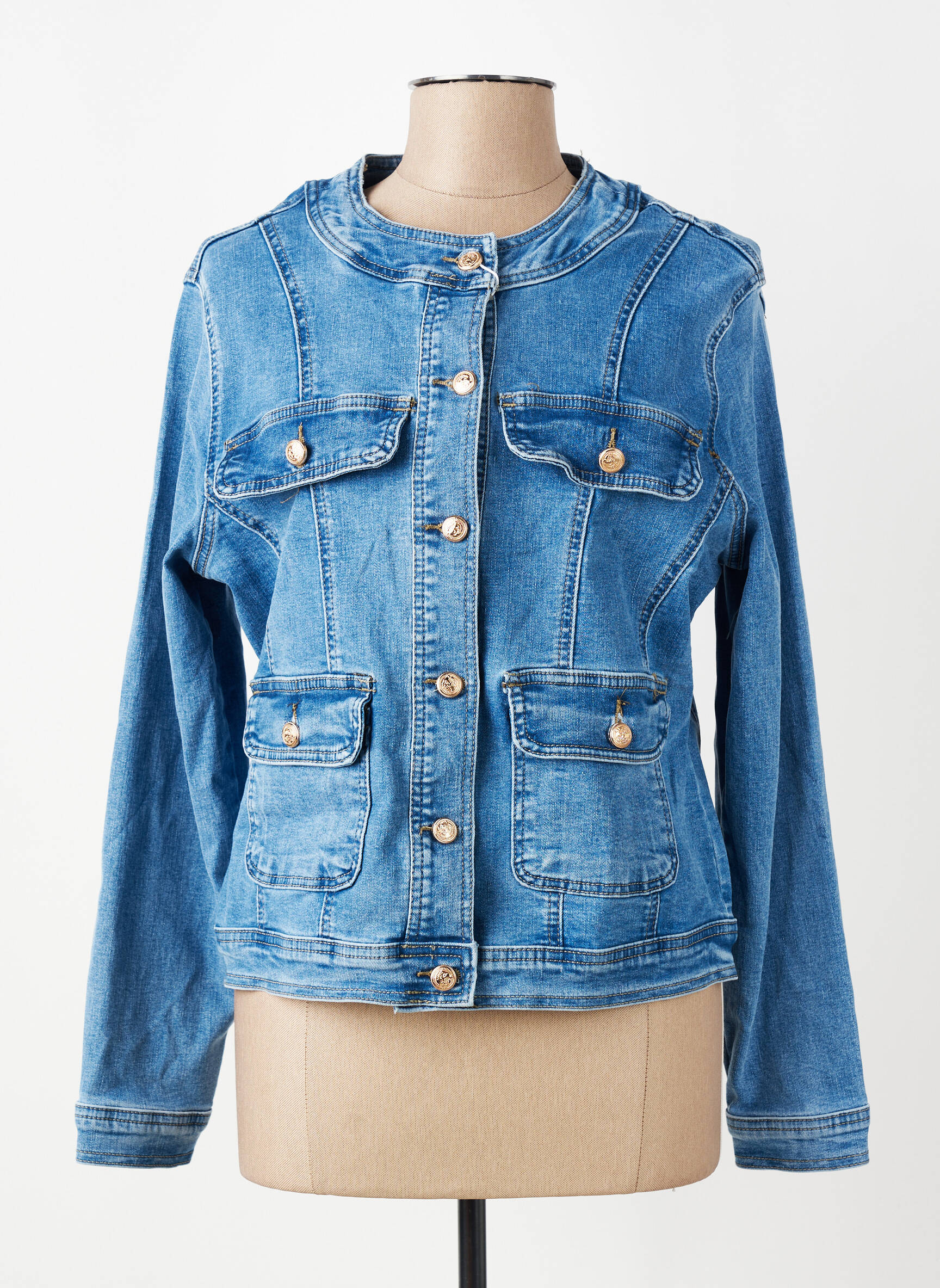 Veste casual col rond bleu G-SMACK femme