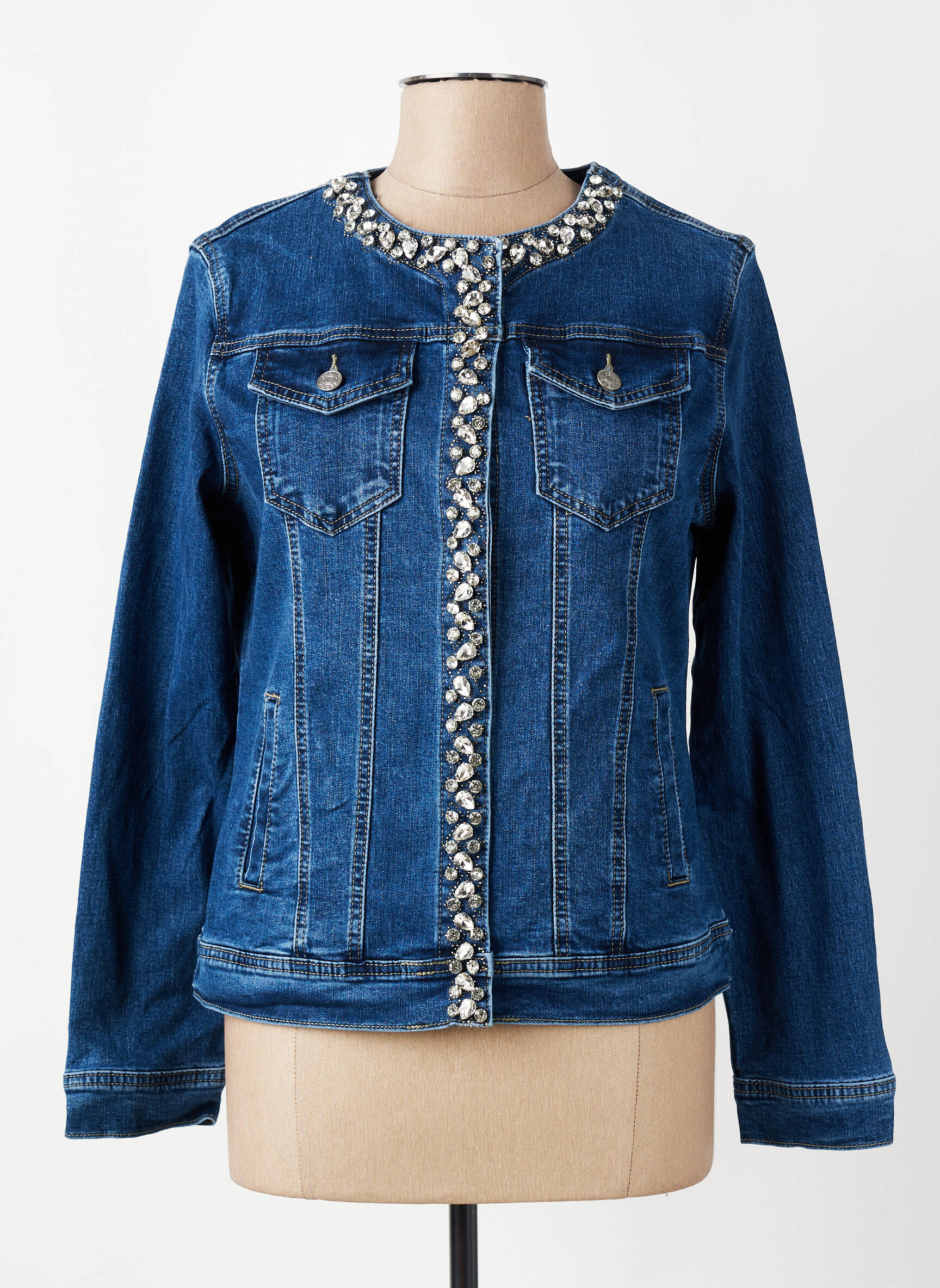 Veste casual col rond bleu G-SMACK femme