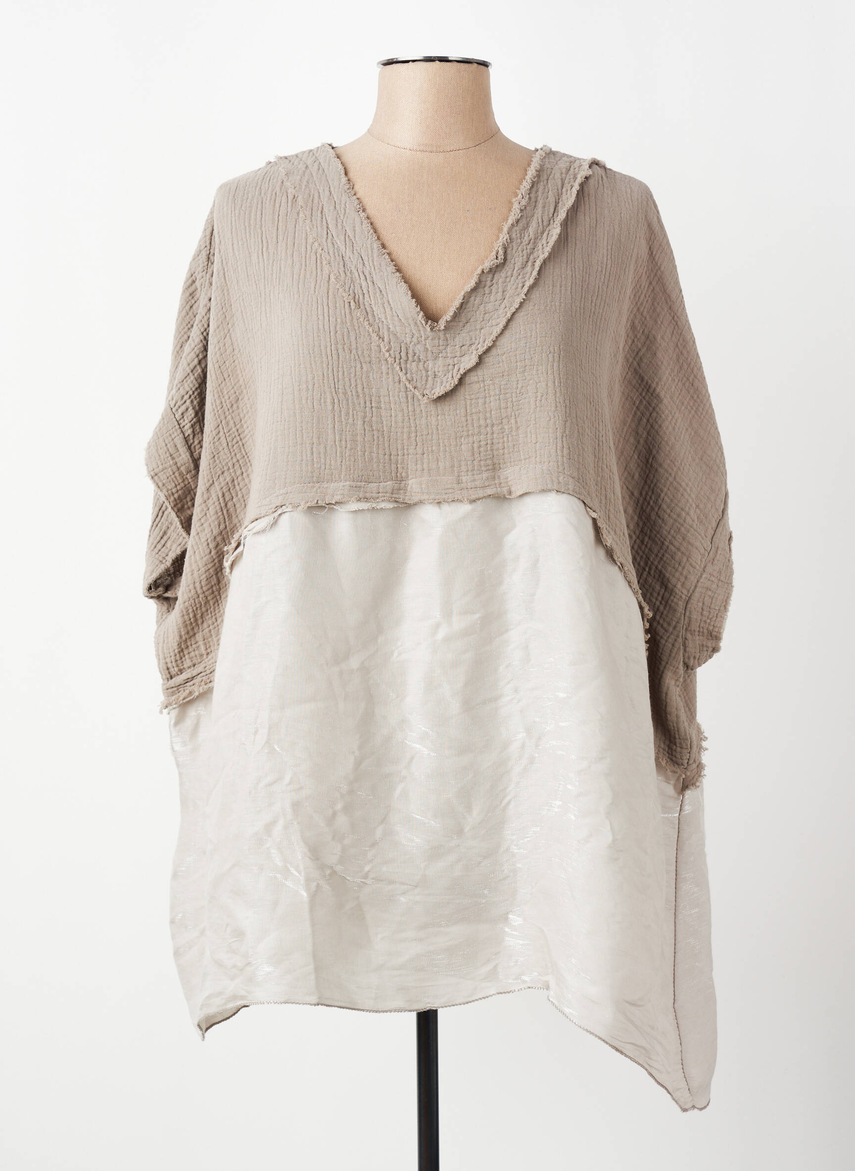 Blouse coupe fluide manches courtes gris NEW COLLECTION femme