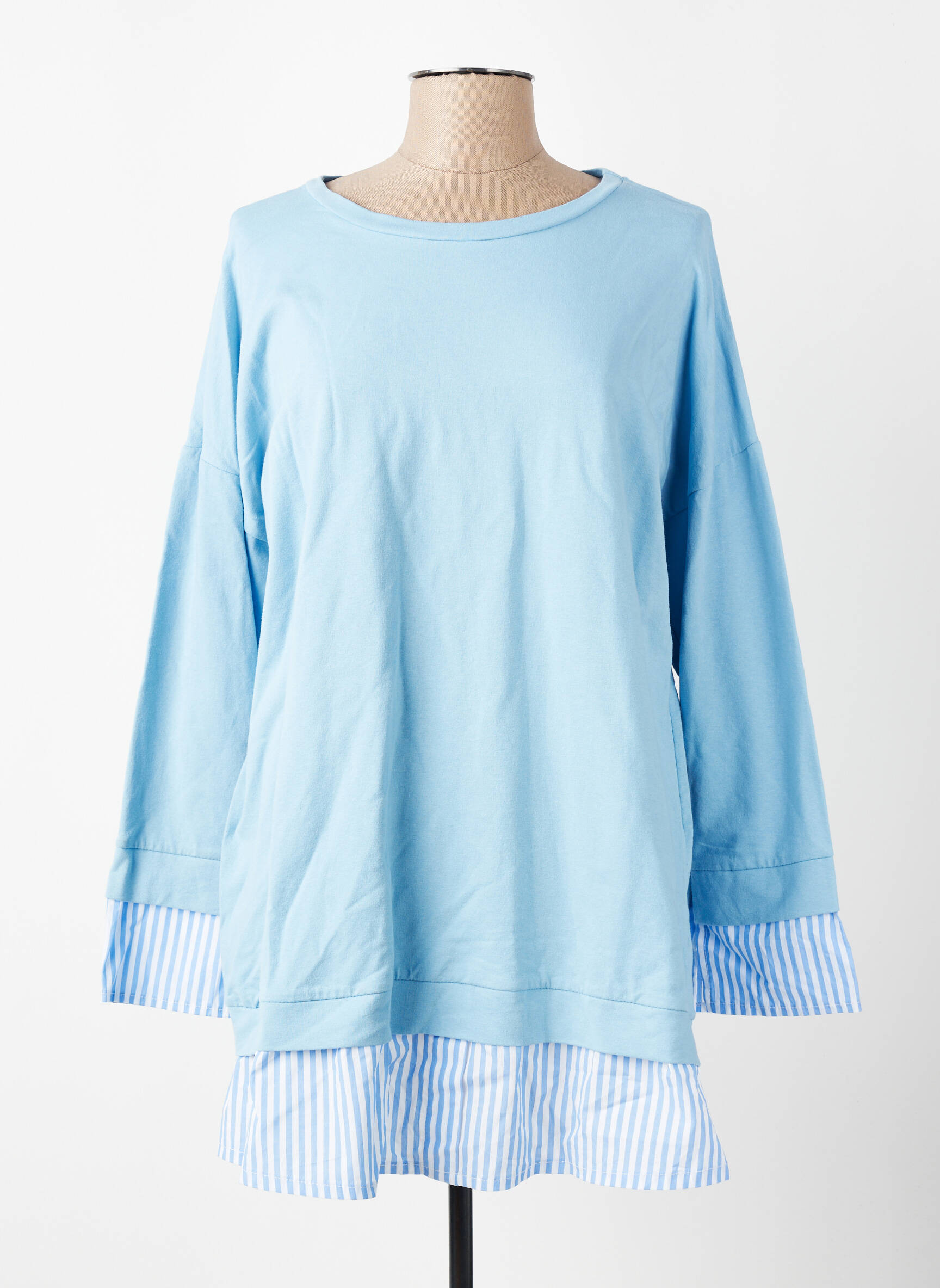 Pull tunique stretch manches longues bleu NEW COLLECTION femme