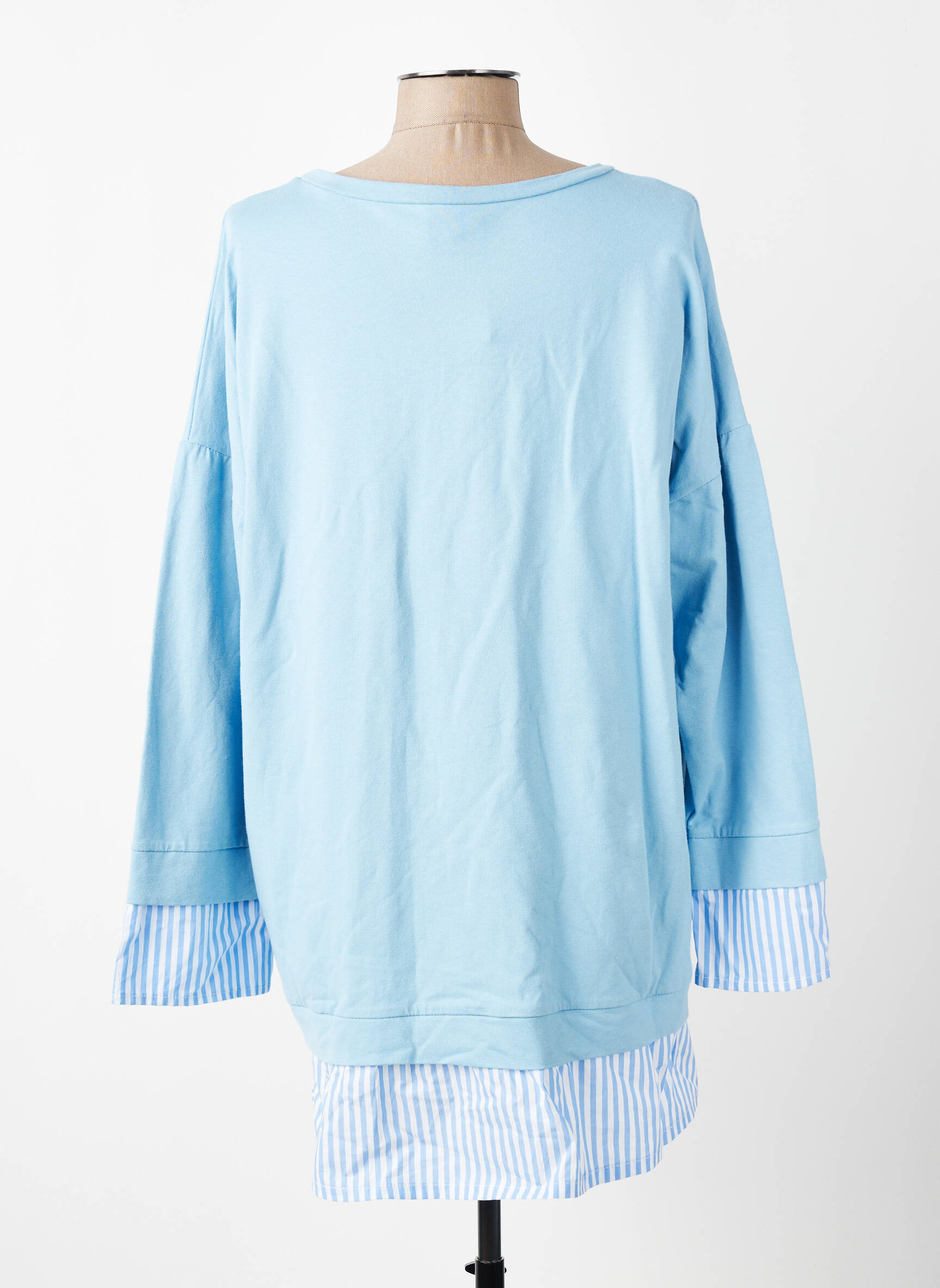 Pull tunique stretch manches longues bleu NEW COLLECTION femme