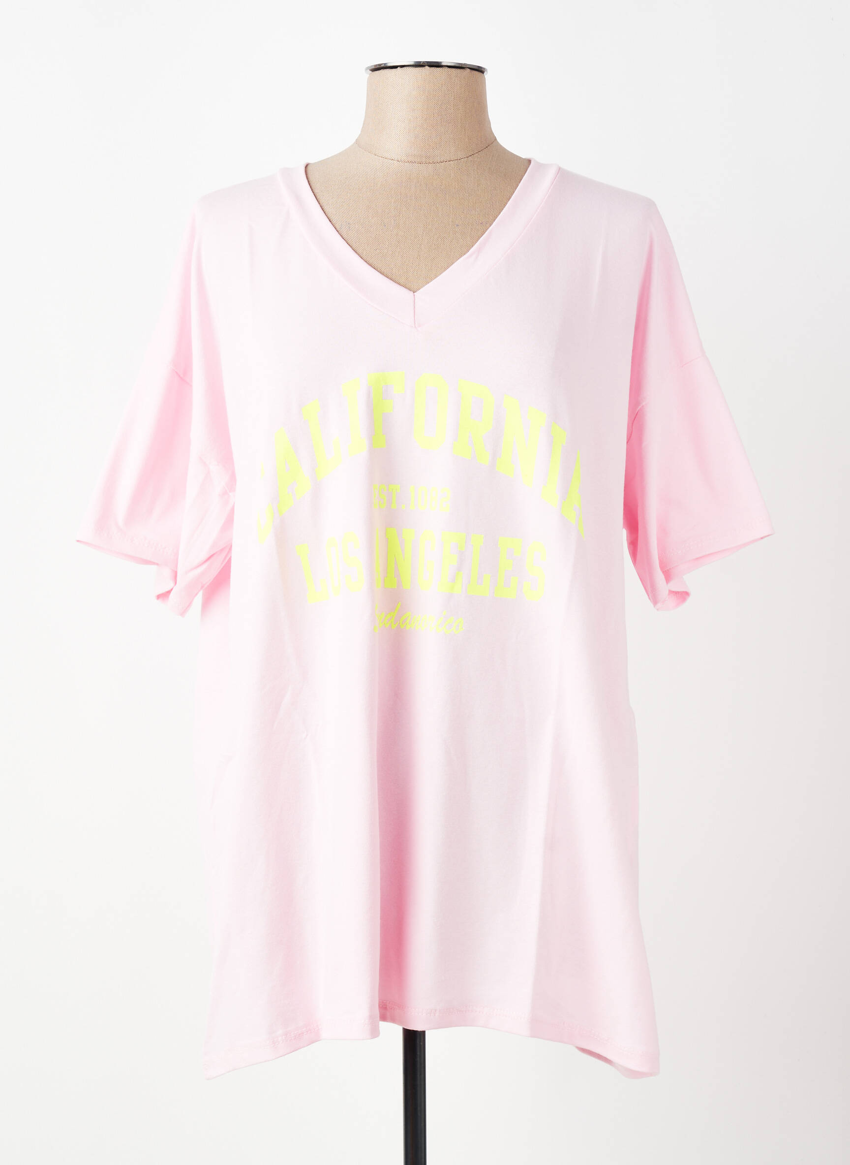 T-shirt coupe droite manches courtes rose E&F femme
