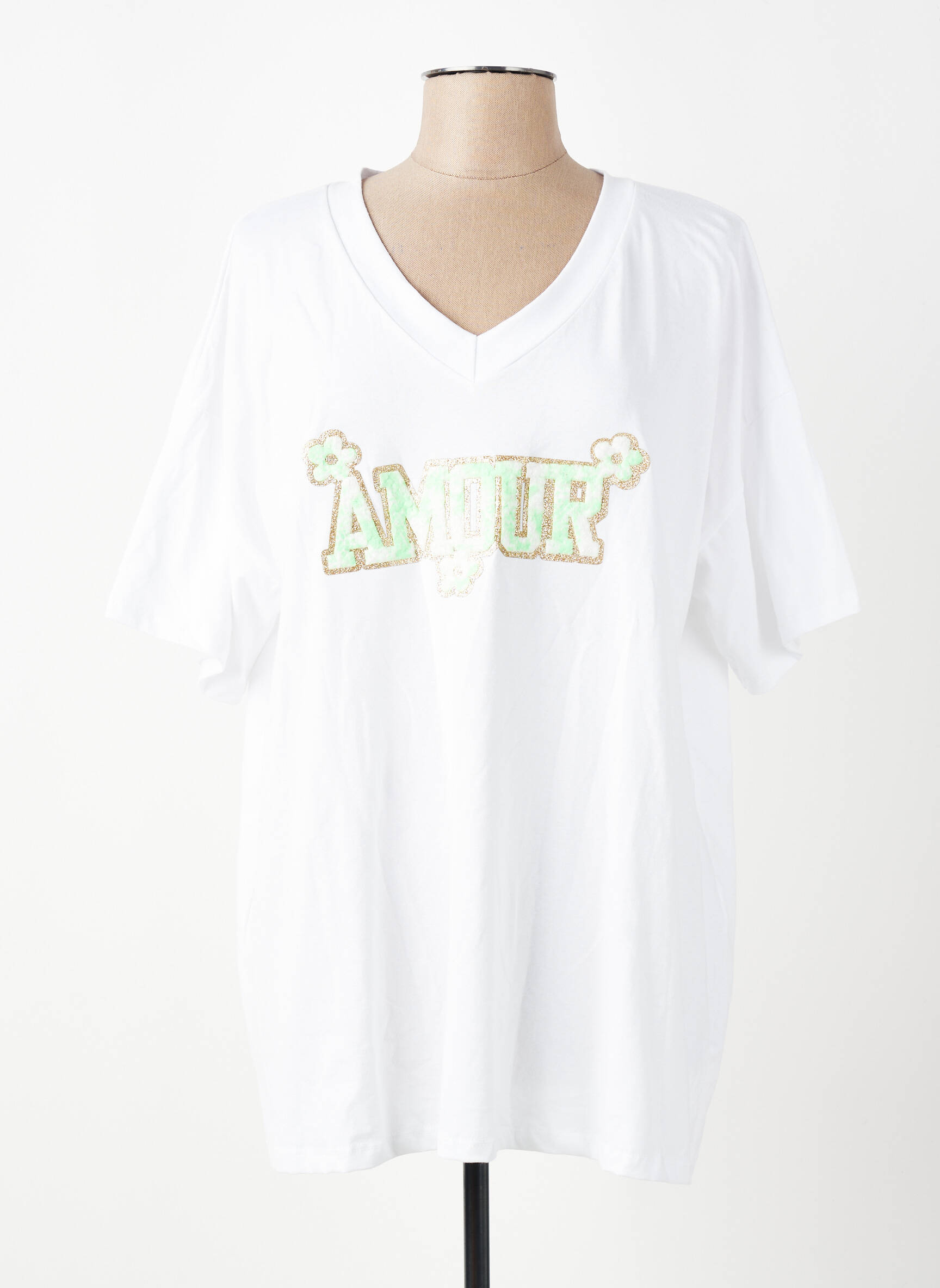 T-shirt coupe droite manches courtes blanc E&F femme