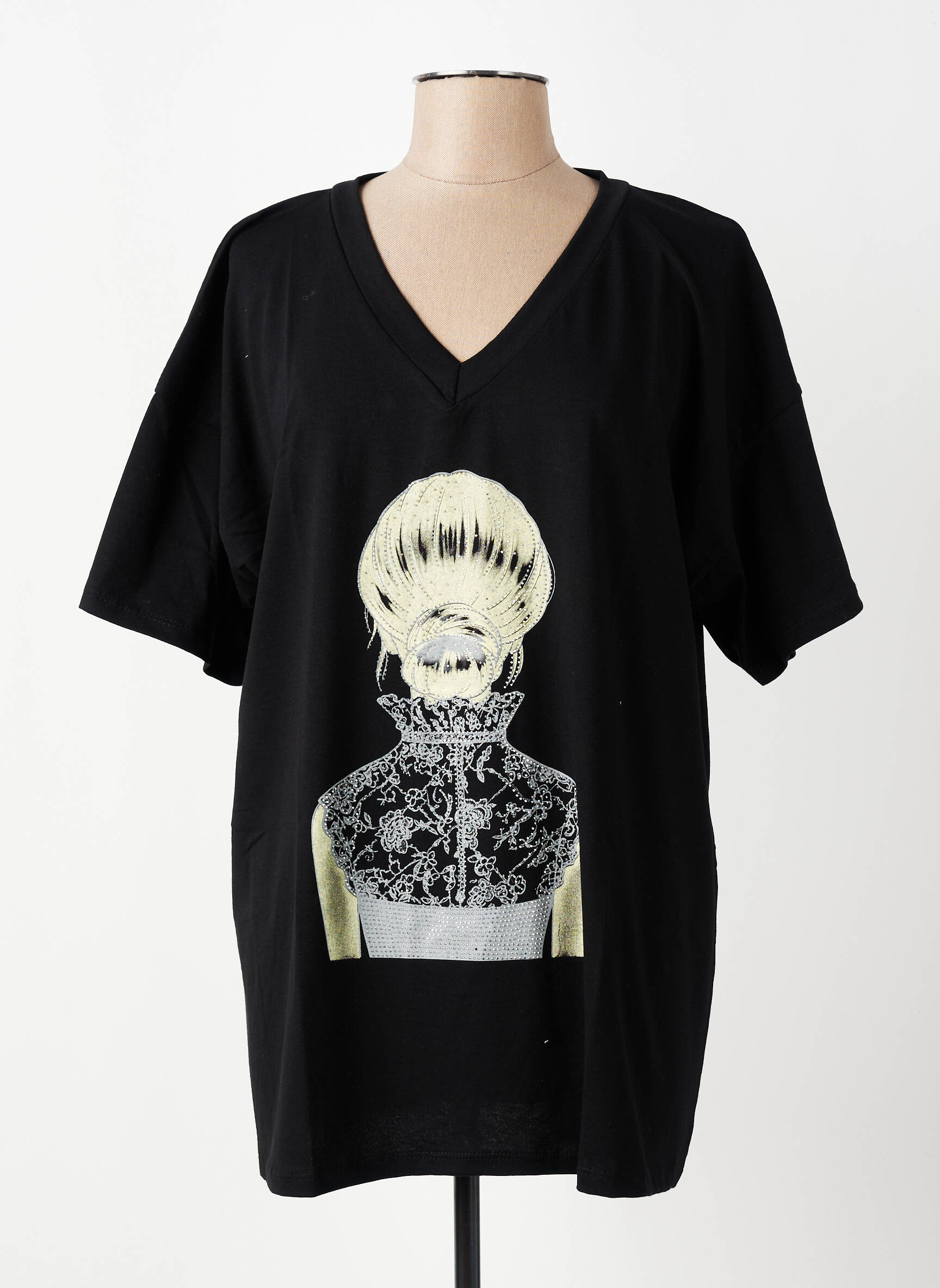 T-shirt coupe droite manches courtes noir E&F femme