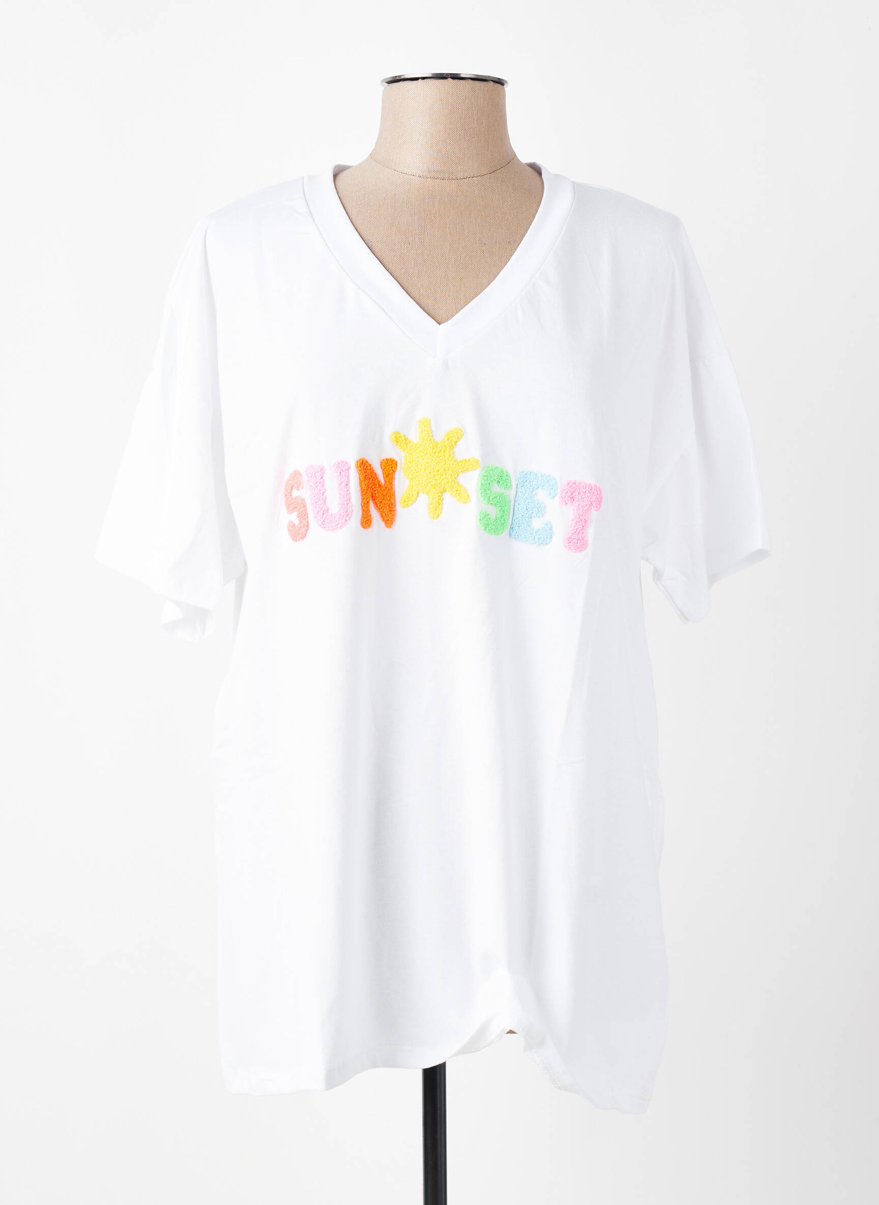 T-shirt coupe droite manches courtes blanc E&F femme