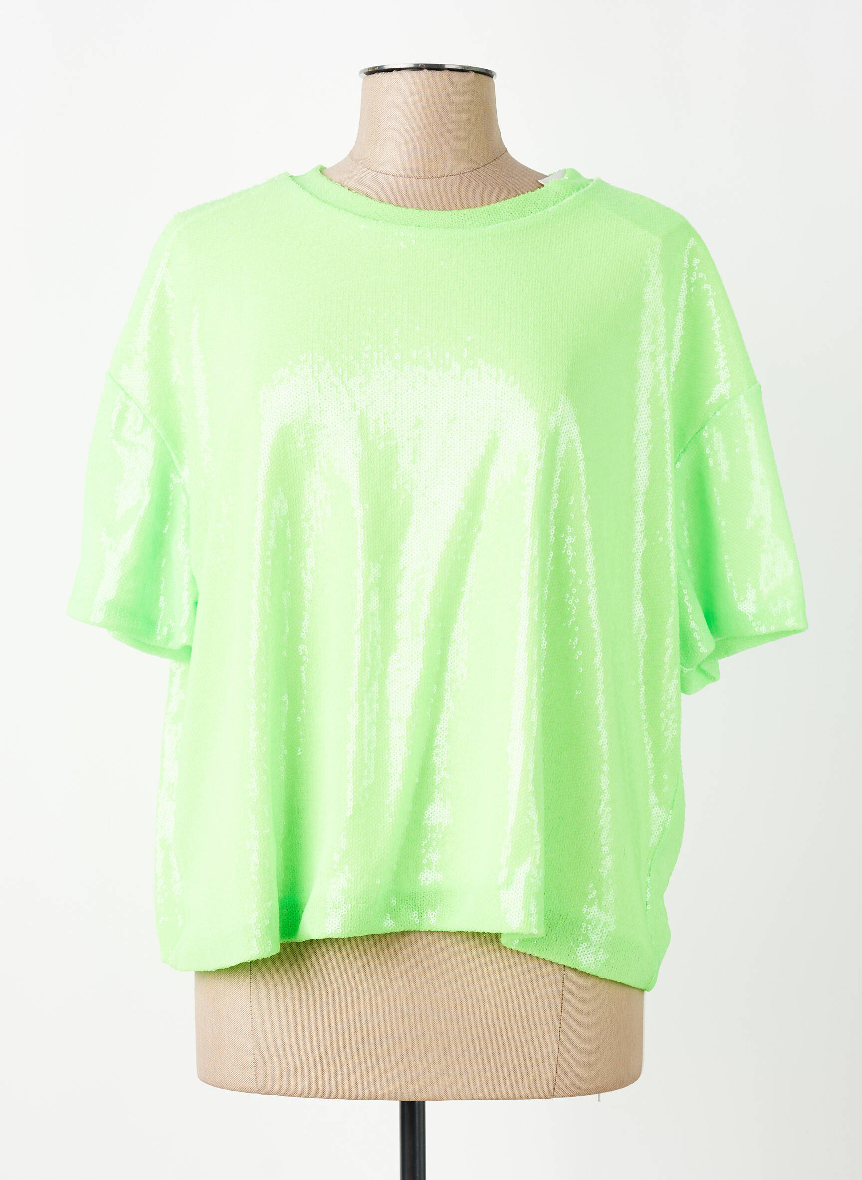 Top coupe fluide manches courtes vert AMY&CLO femme