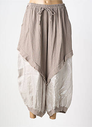 Pantalon 7/8 taille élastique taille normale marron NEW COLLECTION femme
