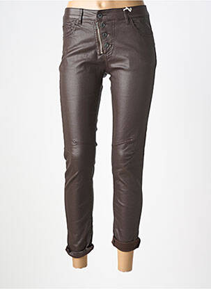 Pantalon slim tissage enduit taille normale marron MELLY & CO femme