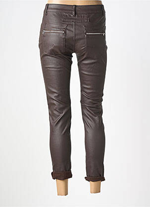Pantalon slim tissage enduit taille normale marron MELLY & CO femme