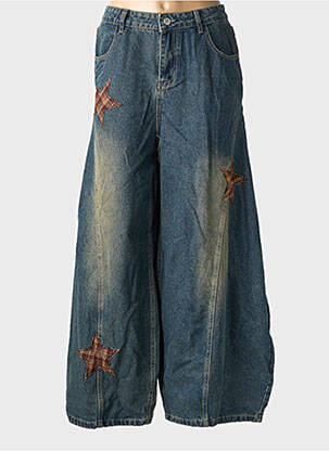 Jeans coupe large stretch taille haute bleu FARFALLA femme