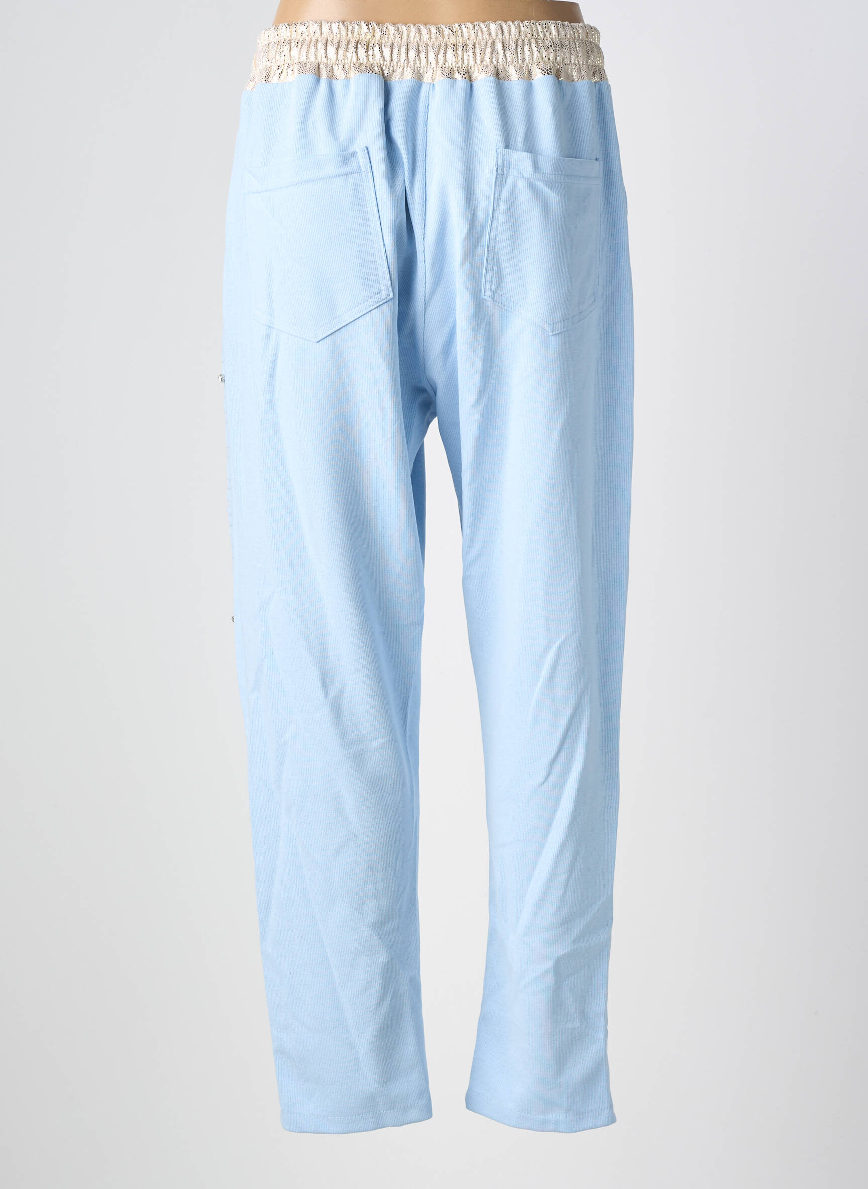 Pantalon flare taille élastique taille normale bleu MINA ROSA femme