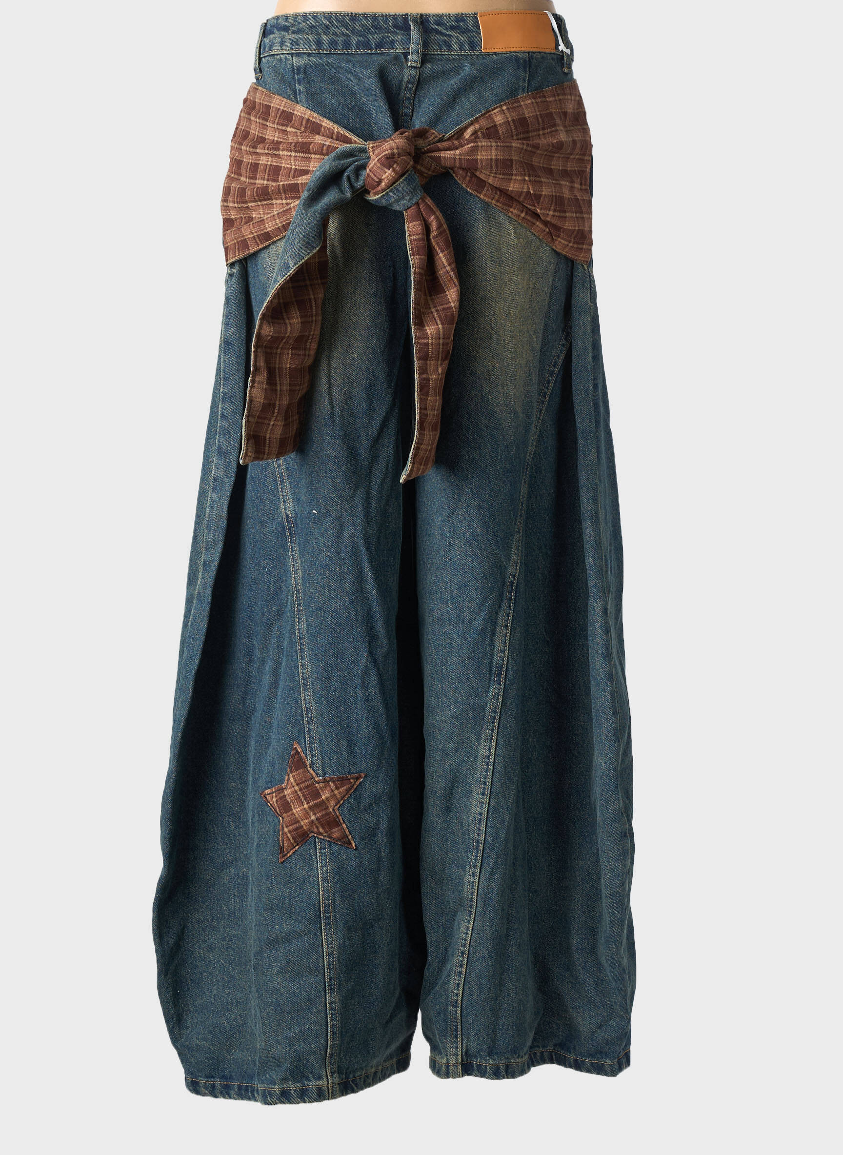 Jeans coupe large stretch taille haute bleu FARFALLA femme