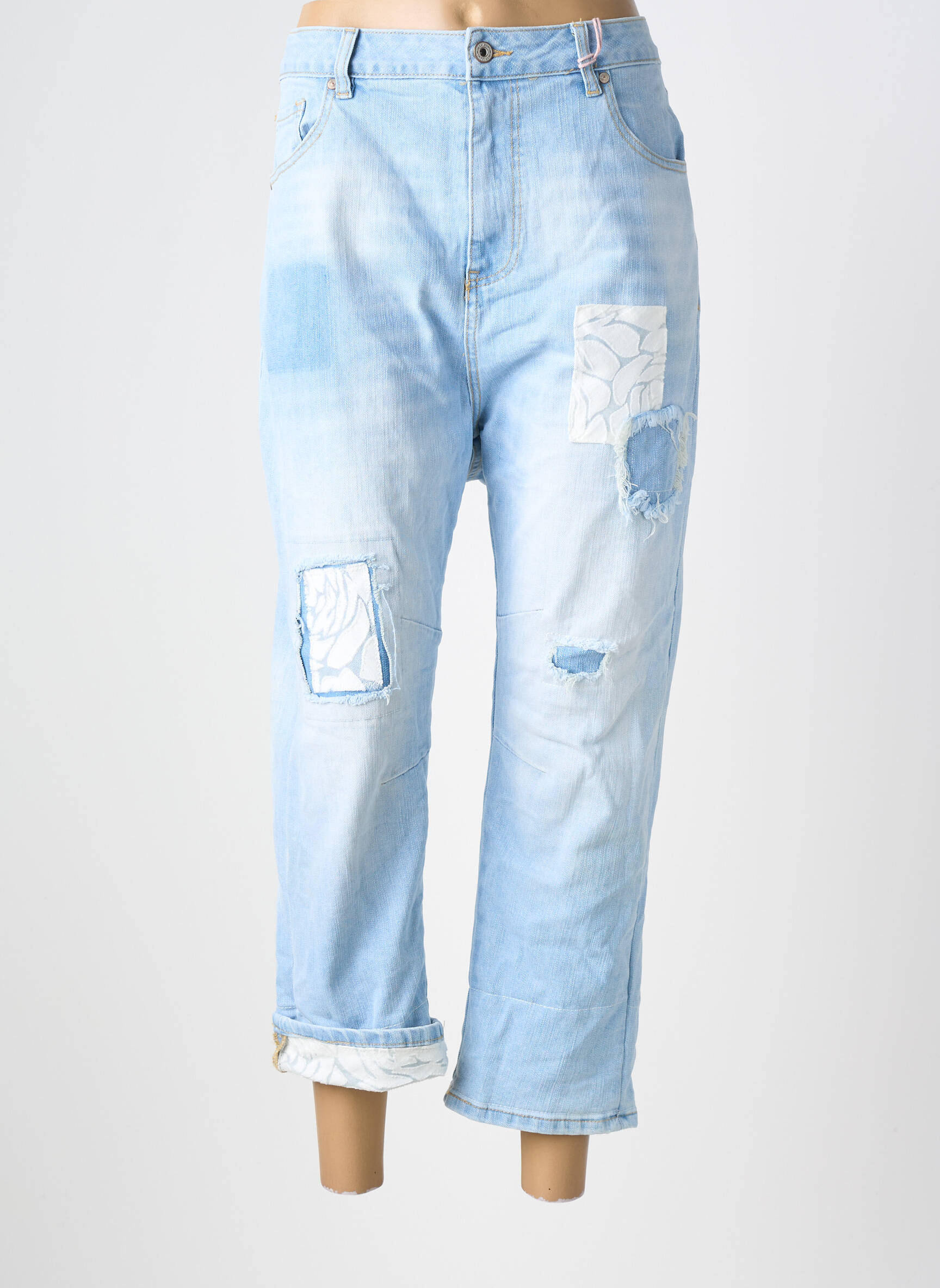 Jeans coupe droite stretch taille normale bleu MINA ROSA femme