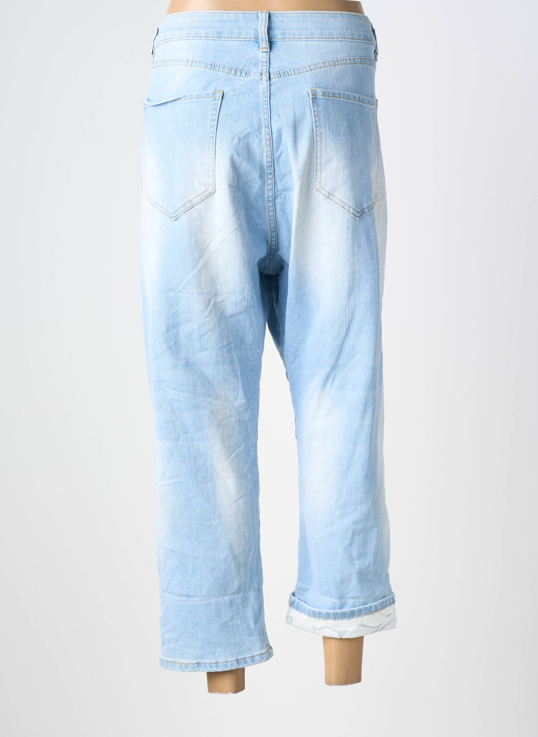 Jeans coupe droite stretch taille normale bleu MINA ROSA femme