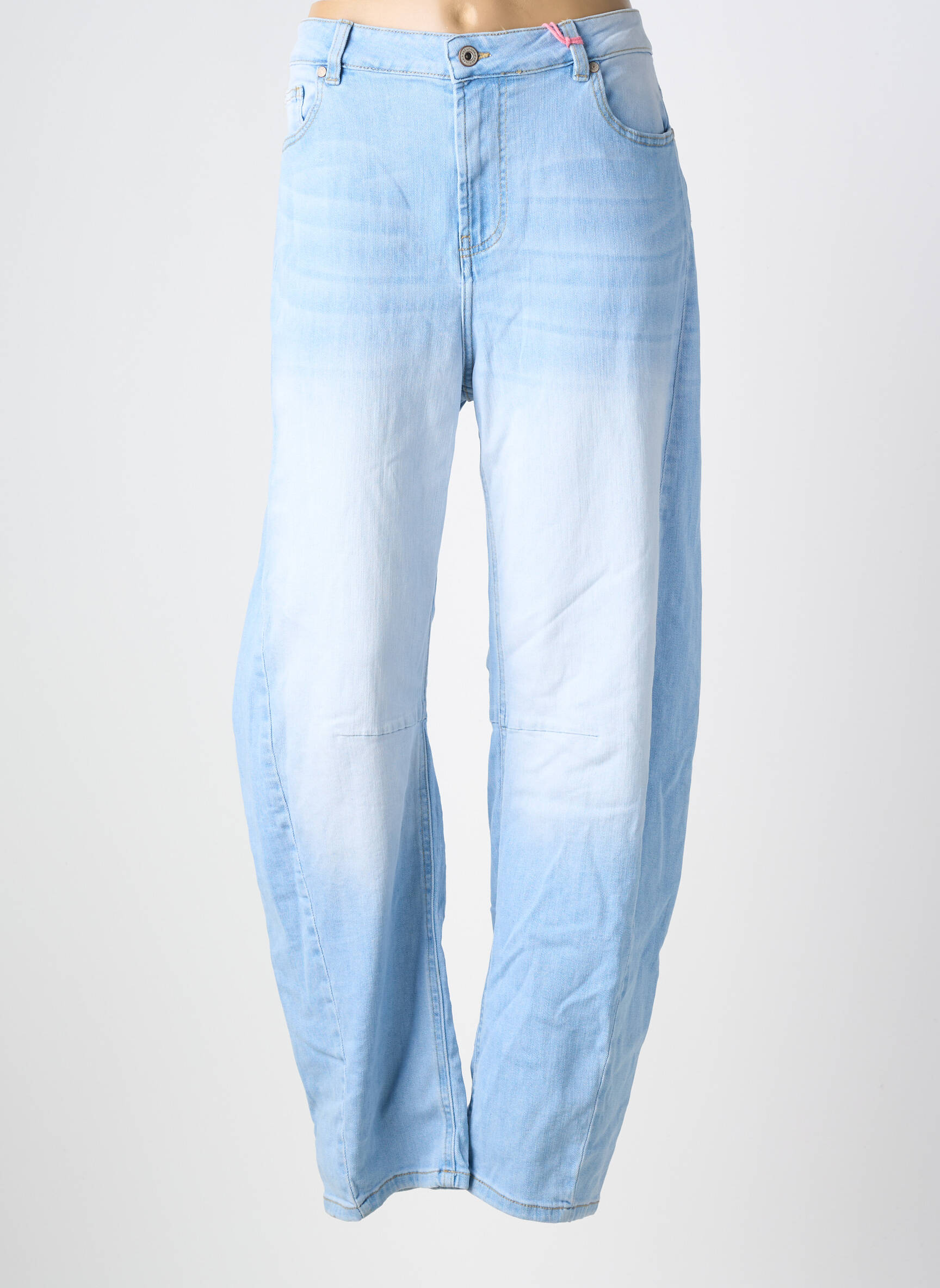 Jeans coupe droite taille haute taille haute bleu MINA ROSA femme