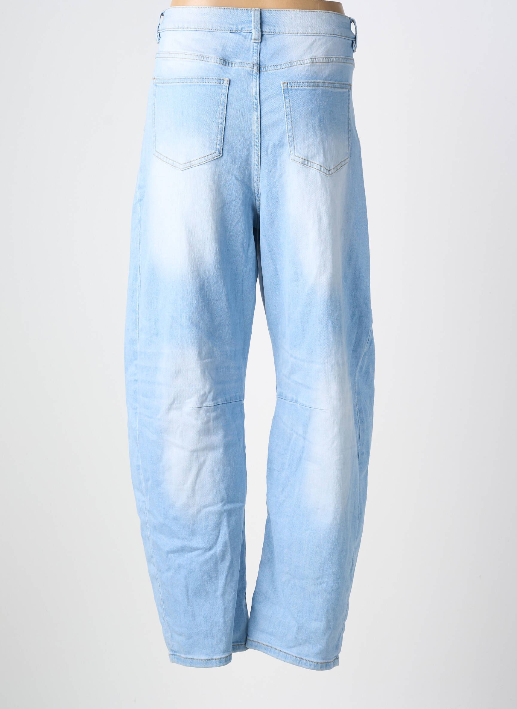 Jeans coupe droite taille haute taille haute bleu MINA ROSA femme