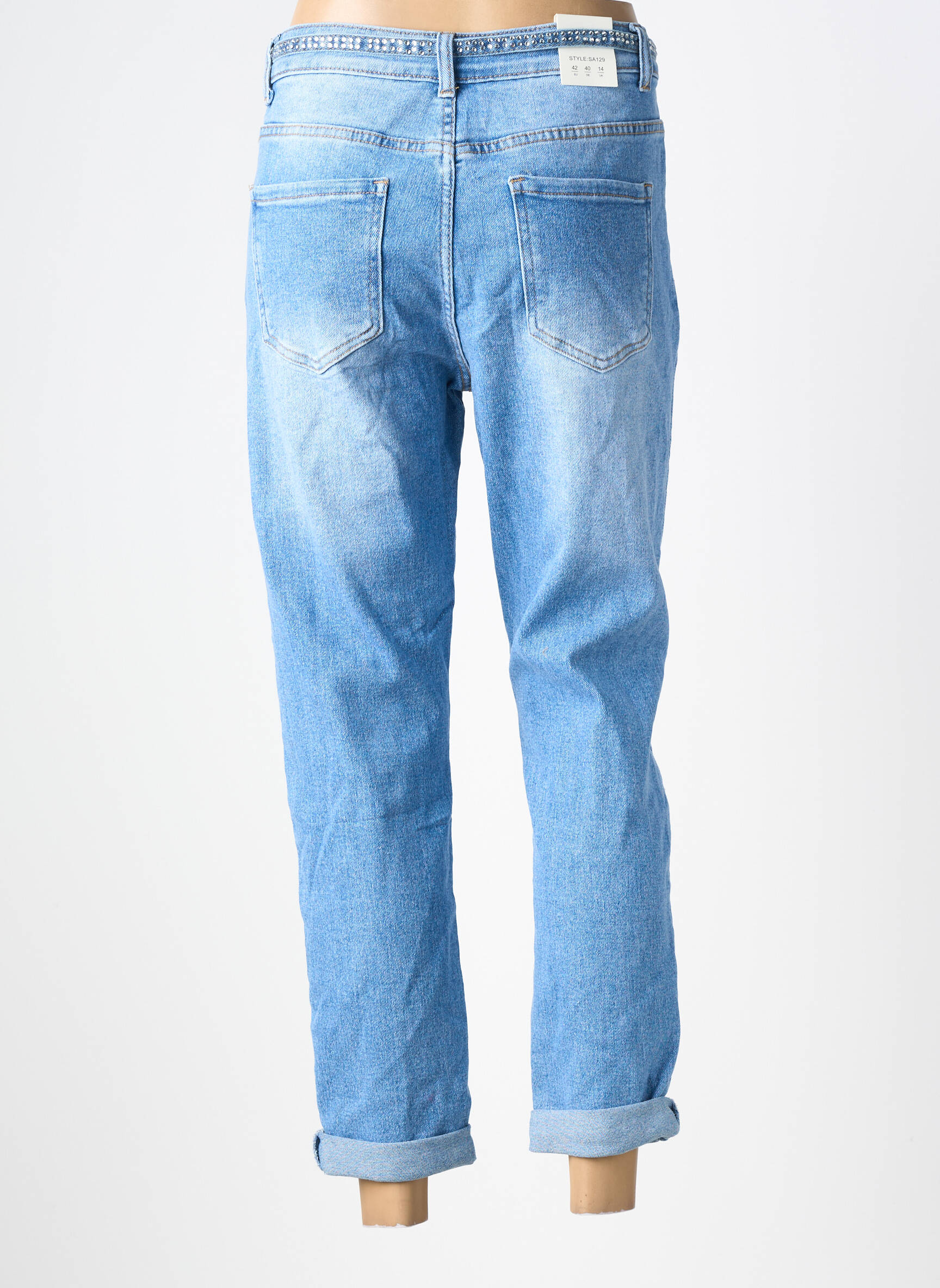 Jeans coupe droite taille haute taille haute bleu REDBERRY femme