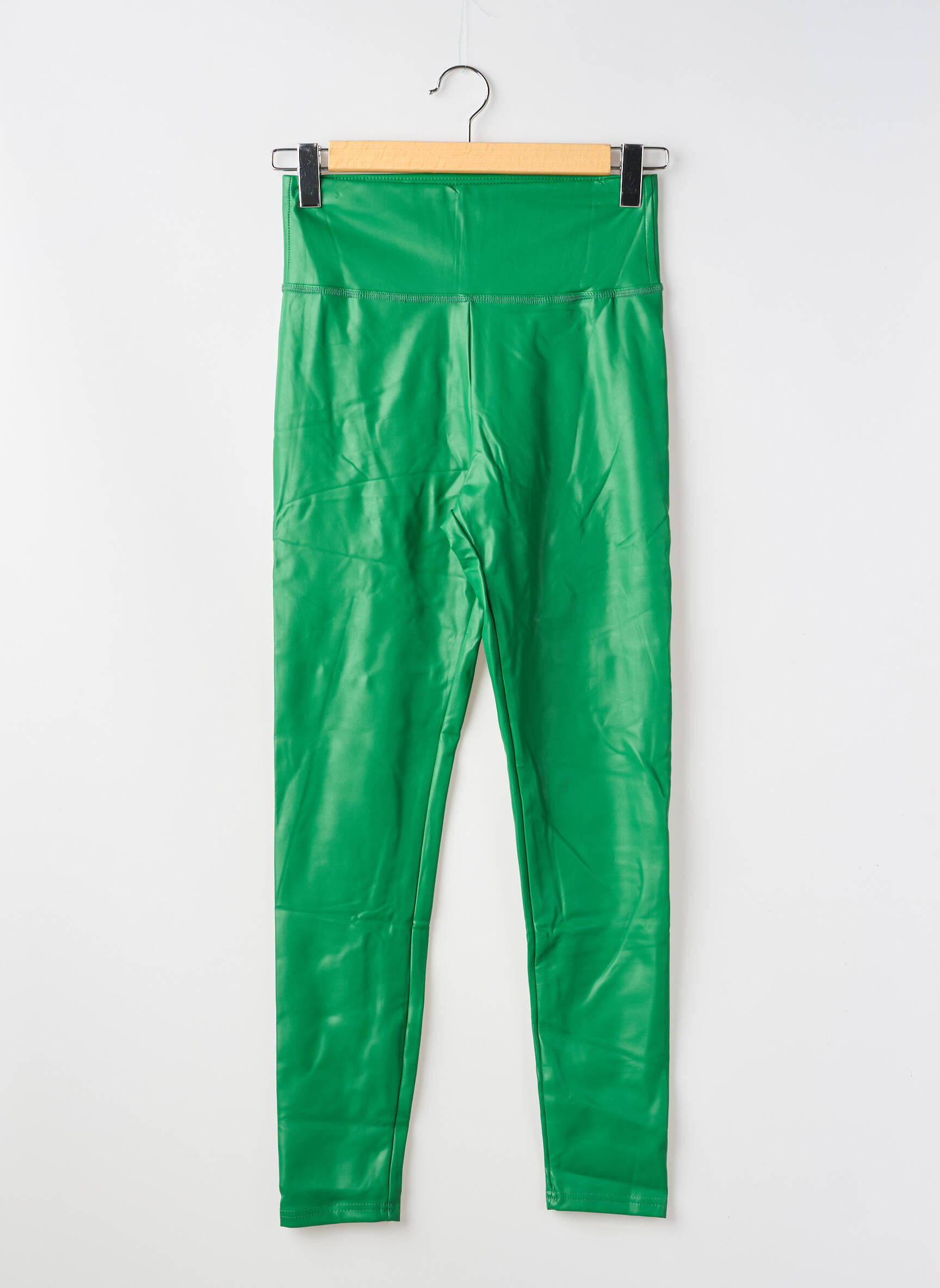 Legging tissage simili-cuir taille normale vert PANT'S femme