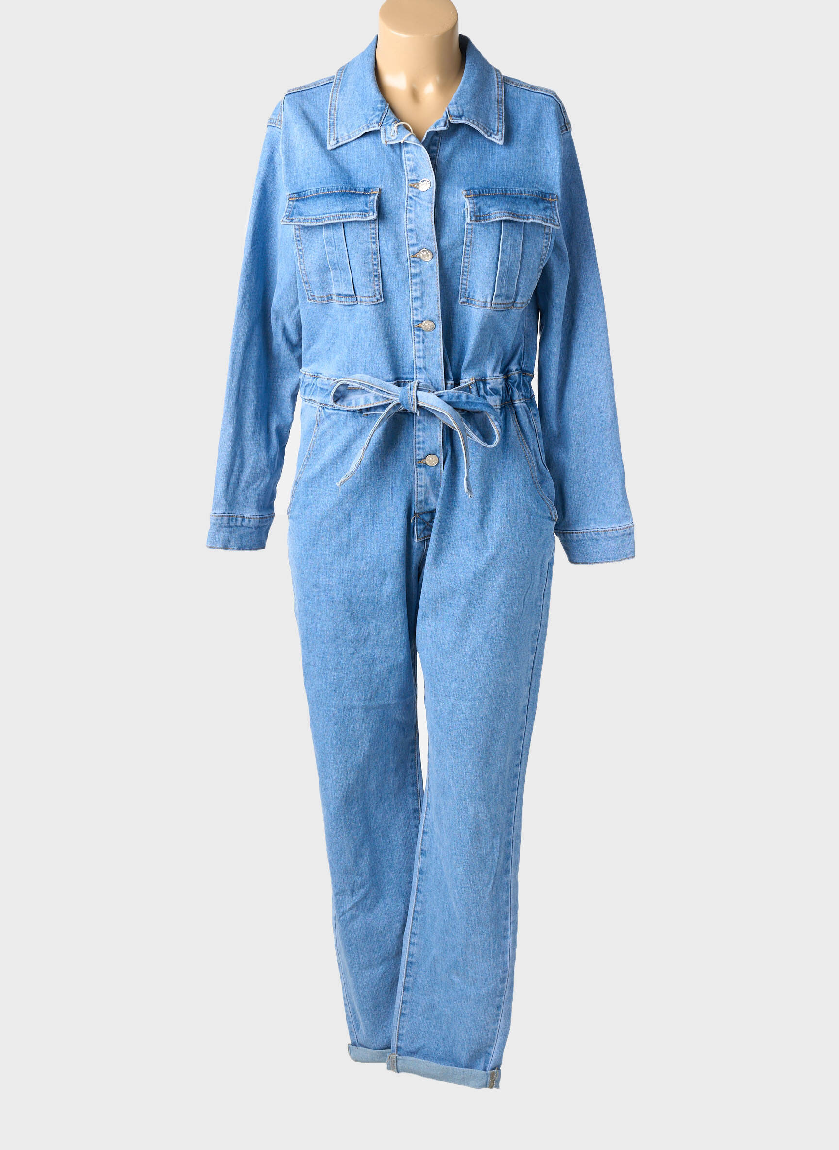 Combi-pantalon fermeture boutonnée sur le devant manches longues bleu G-SMACK femme