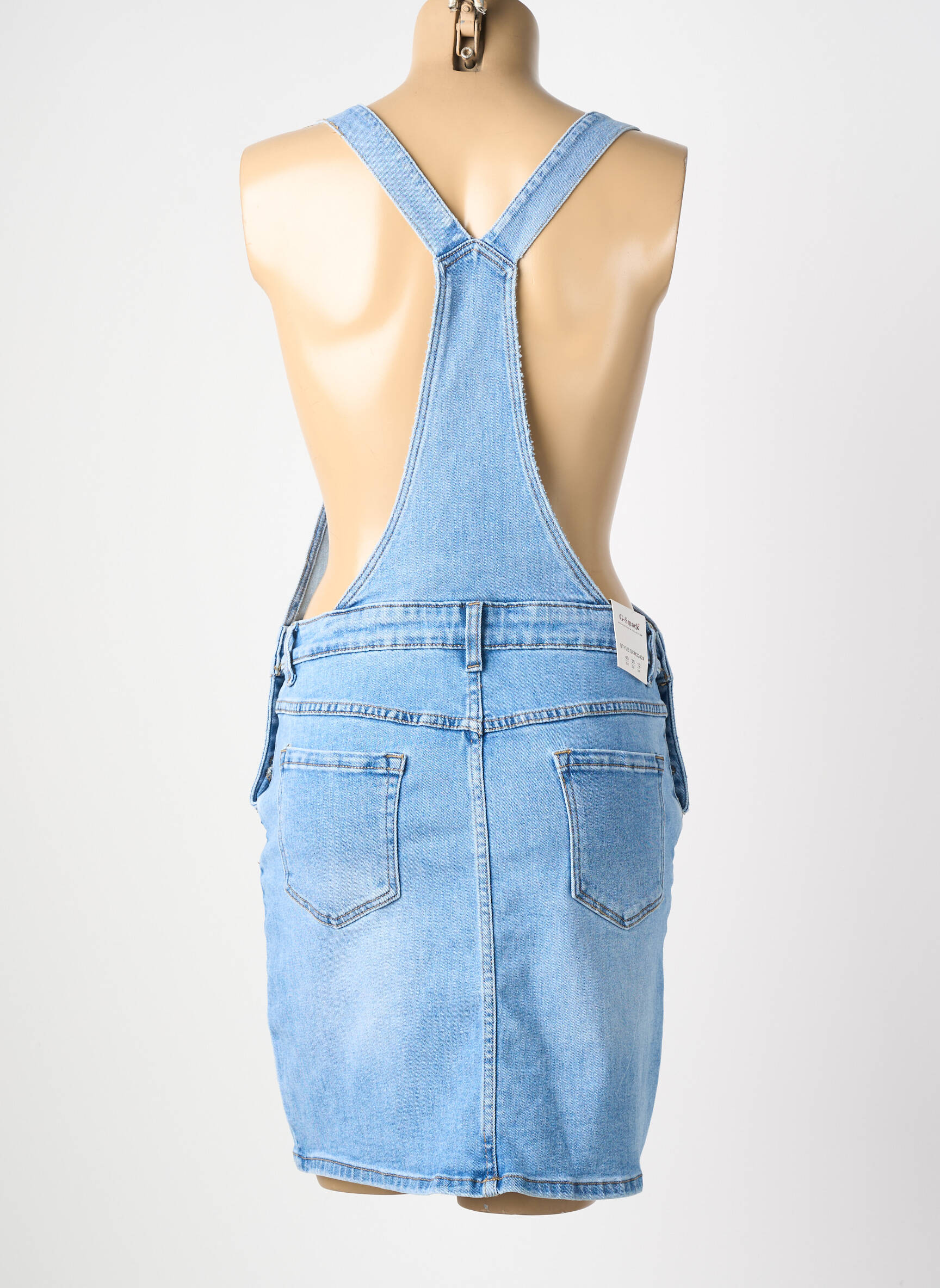 Robe mi-longue coupe cintrée fines bretelles bleu G-SMACK femme