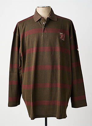 Polo sérigraphie manches longues marron PIONIER homme