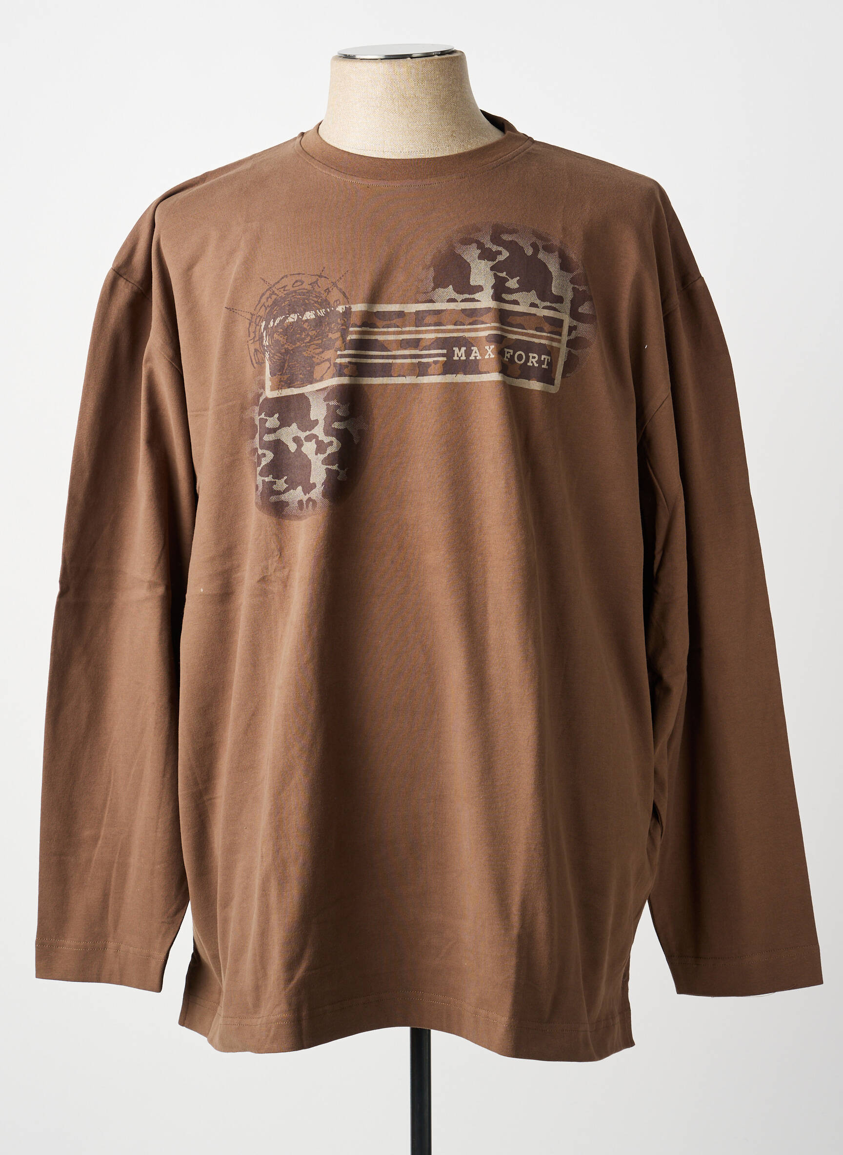 T-shirt stretch manches longues marron MAXFORT homme