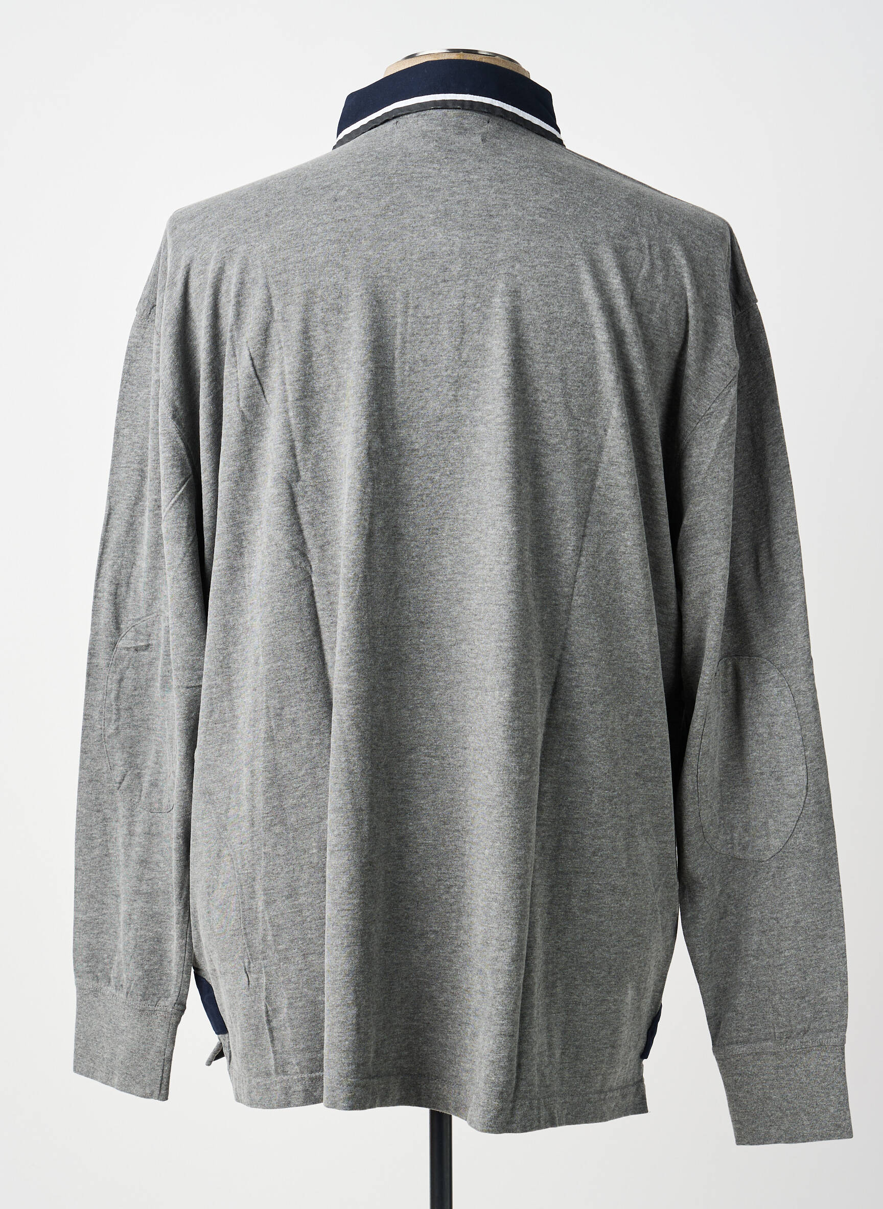 Polo tissage chiné manches longues gris EASY MAXFORT homme