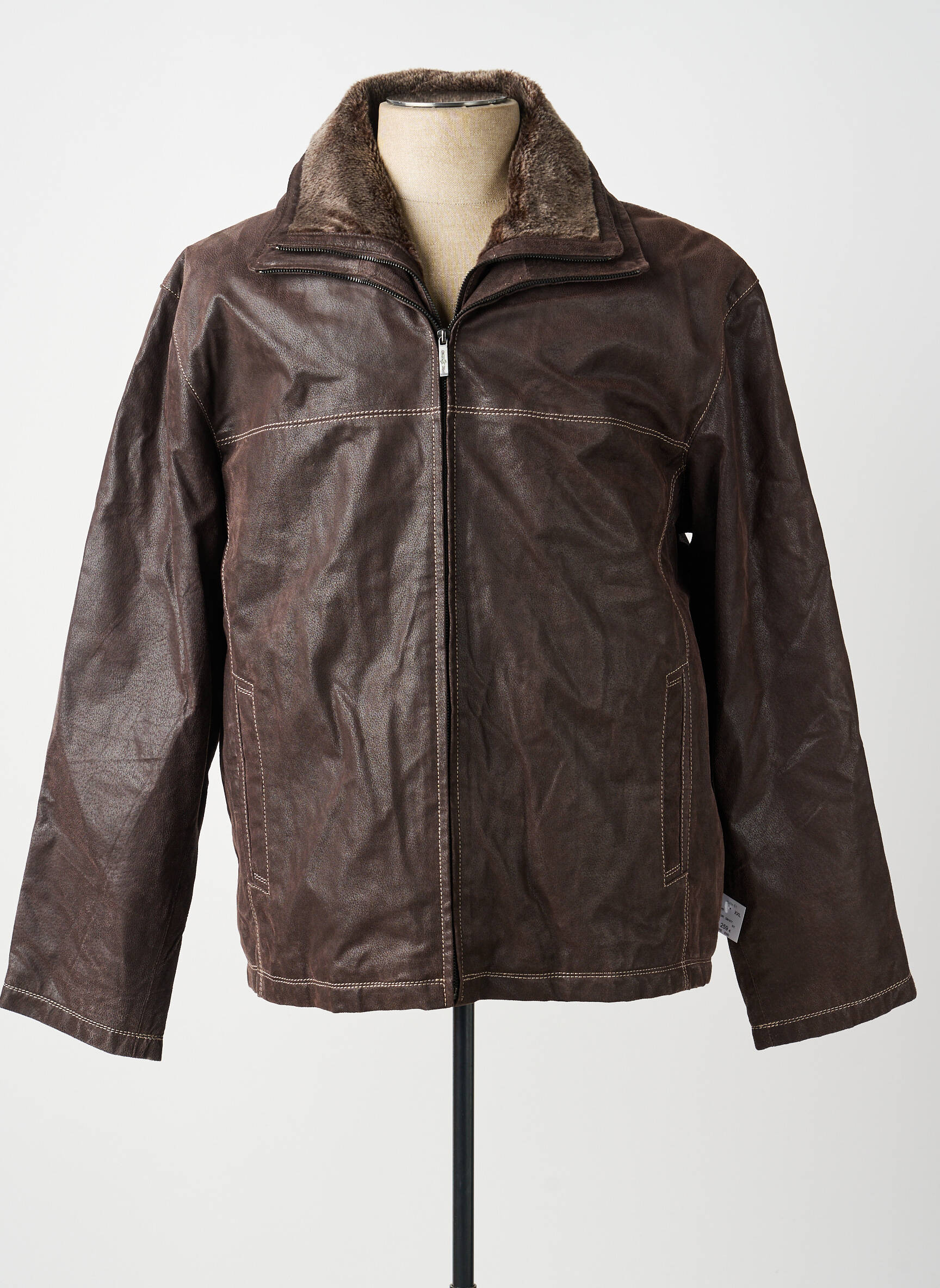 Veste en cuir poches marron PRE END homme