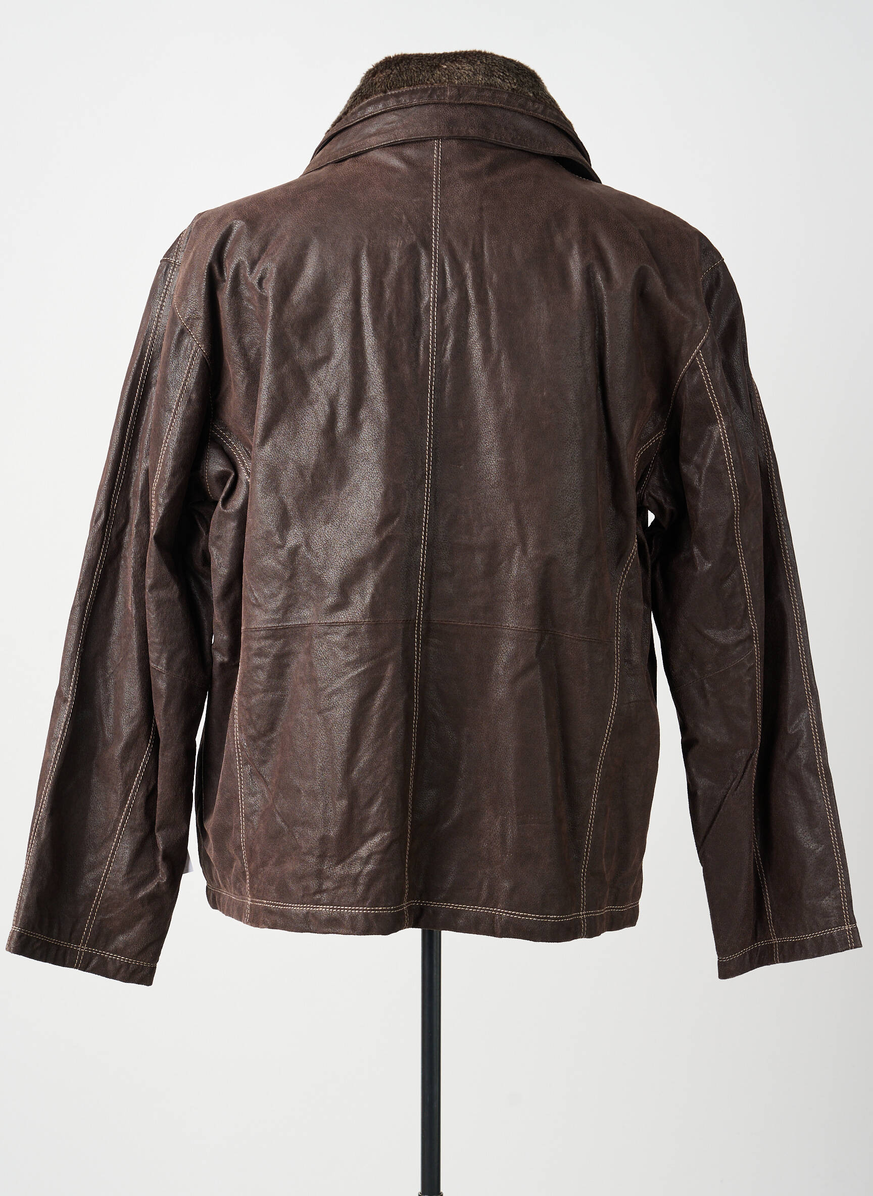 Veste en cuir poches marron PRE END homme