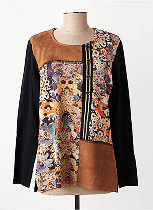 Pull coupe droite manches longues marron BAGORAZ femme