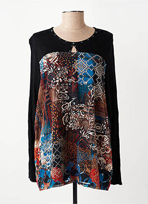 Top tissage crêpe manches longues noir BAGORAZ femme