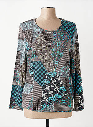 Top stretch manches longues bleu GUY DUBOUIS femme