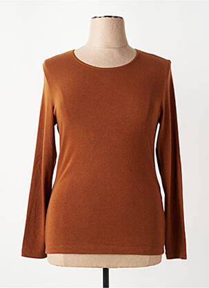 Pull stretch manches longues marron GUY DUBOUIS femme