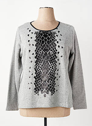 Pull coupe droite manches longues gris GUY DUBOUIS femme