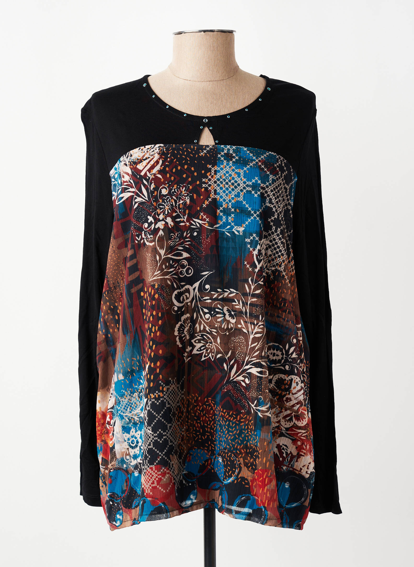 Top manches longues manches longues noir BAGORAZ femme