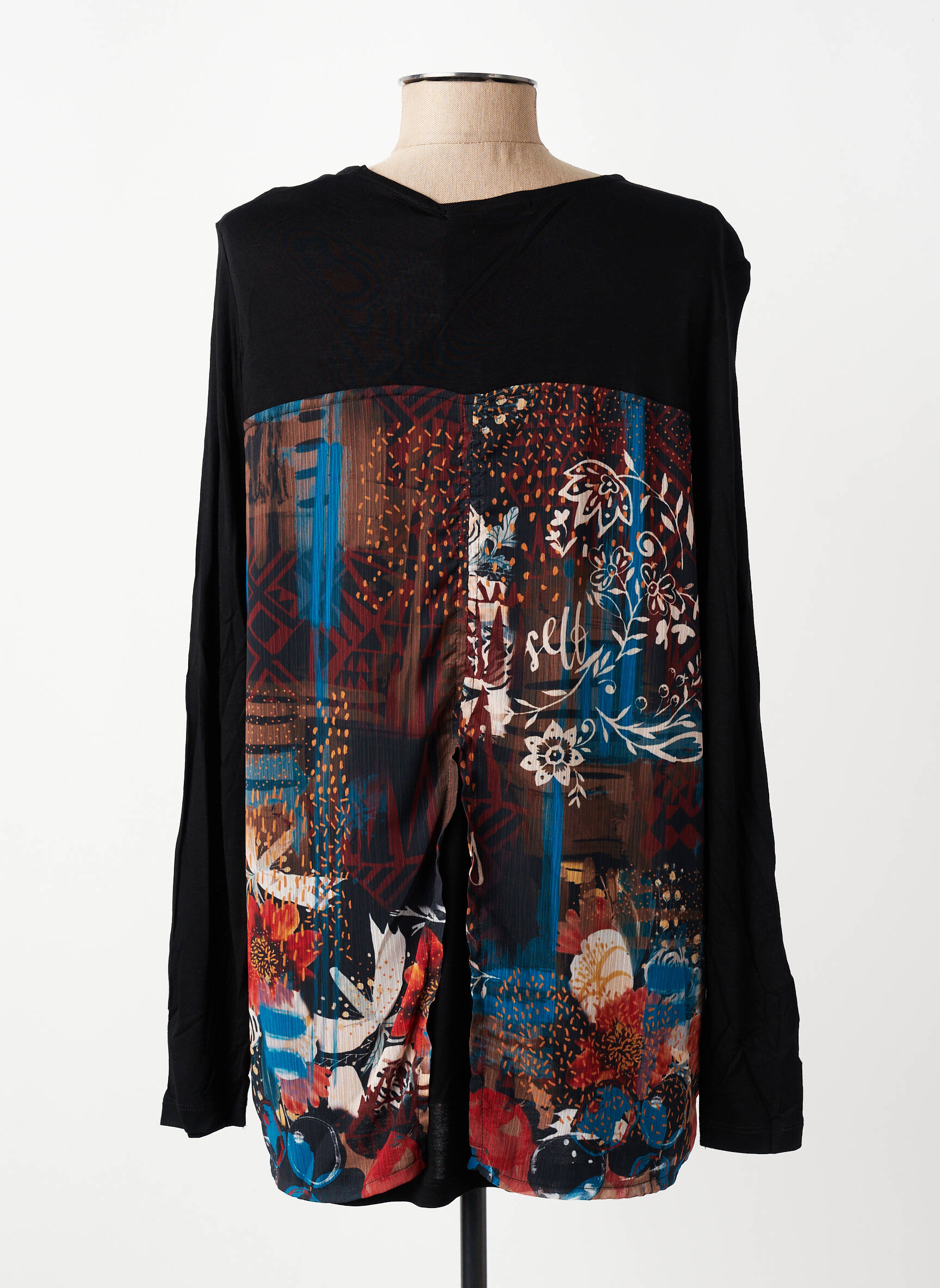 Top manches longues manches longues noir BAGORAZ femme