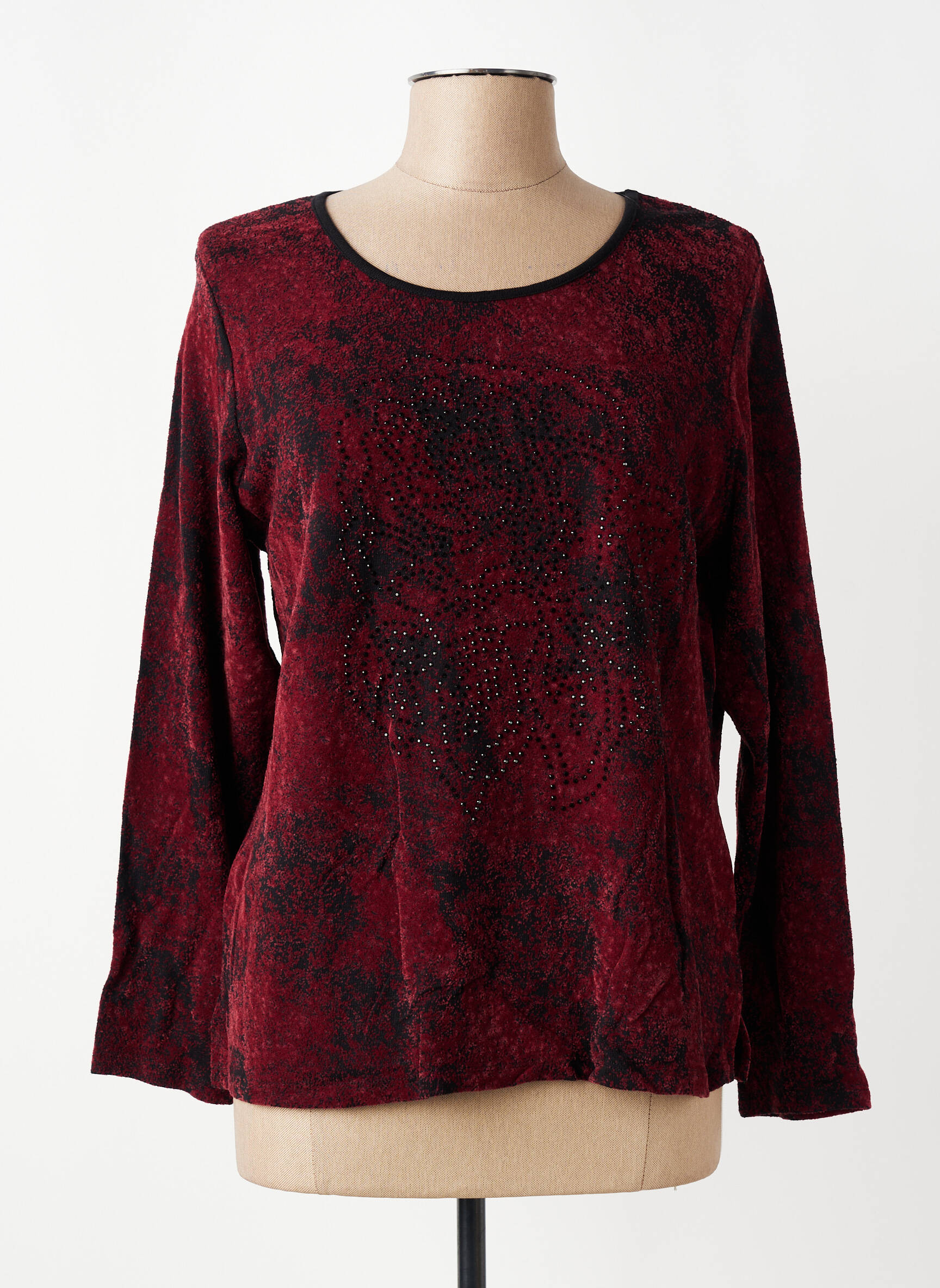 Top stretch manches longues rouge GUY DUBOUIS femme