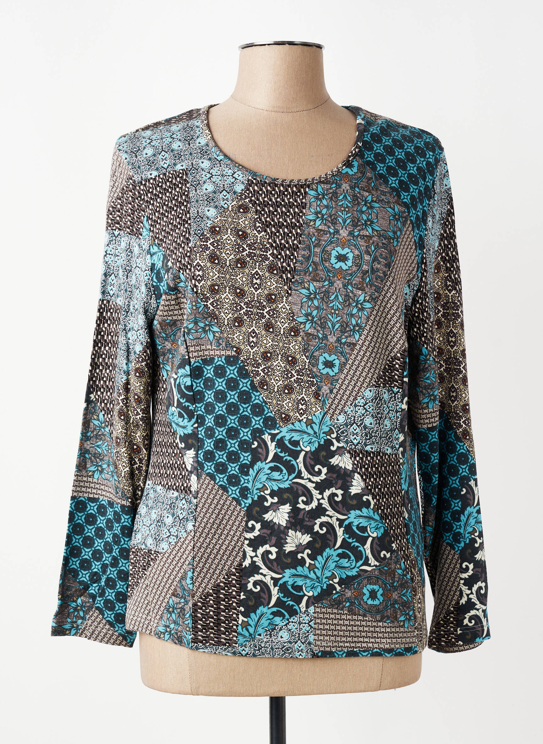Top stretch manches longues bleu GUY DUBOUIS femme