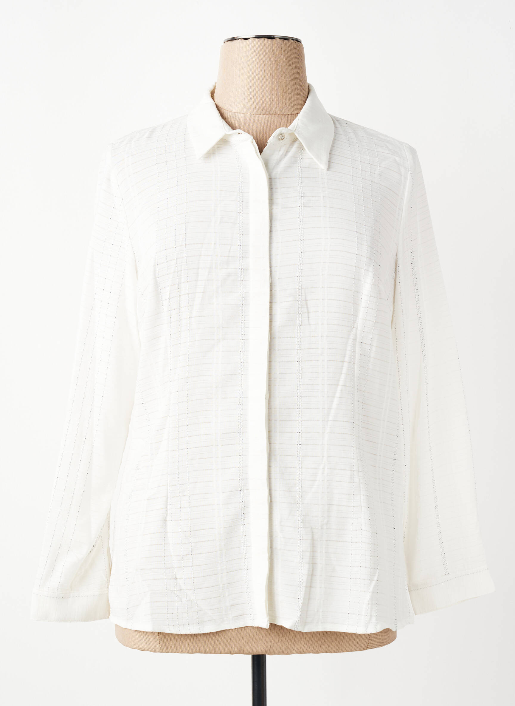 Chemisier coupe droite manches longues blanc GUY DUBOUIS femme